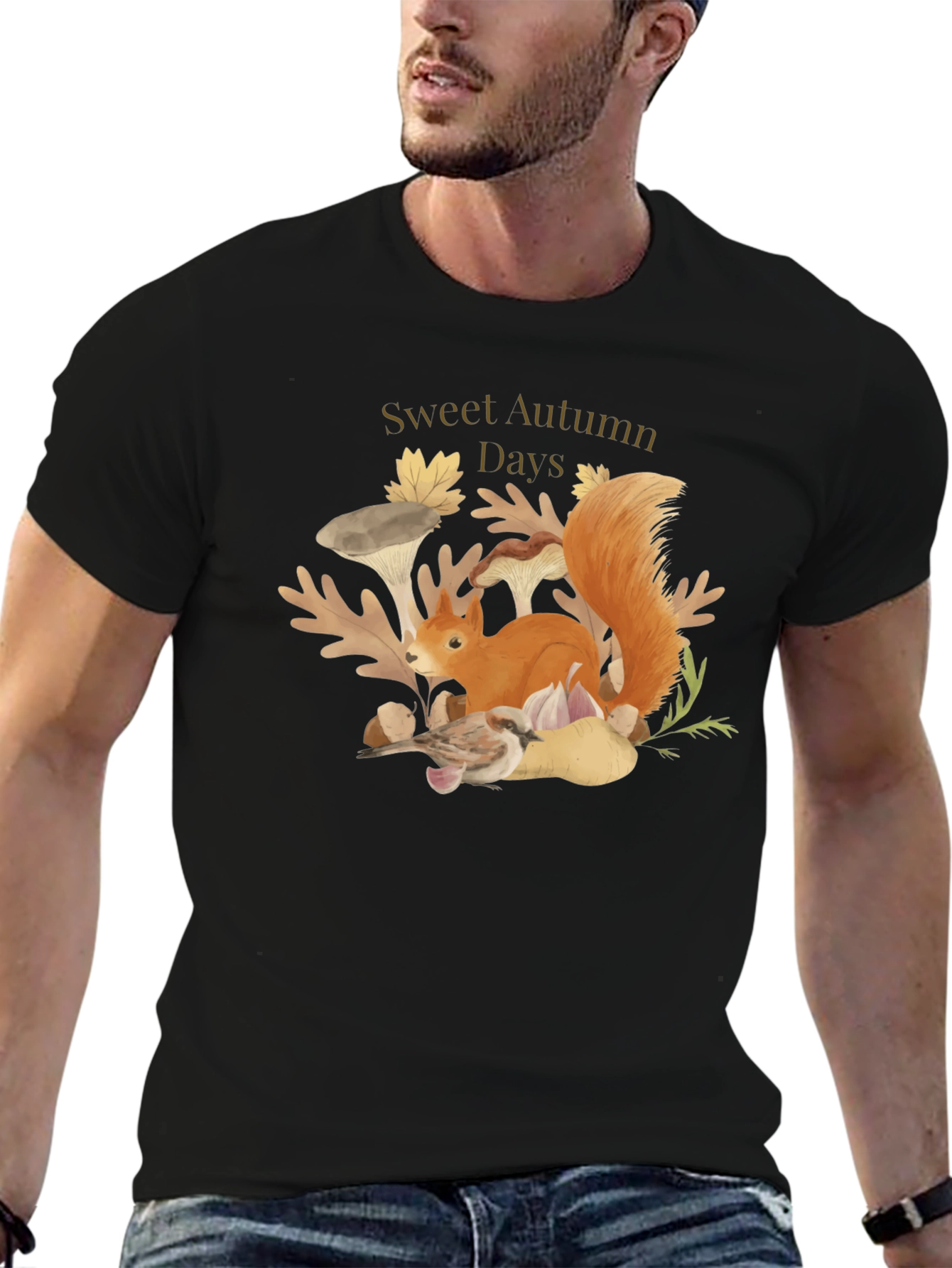 Sweet Autumn Days Black Graphic T-Shirt