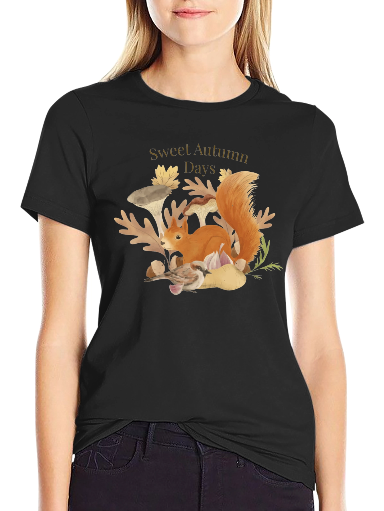 Sweet Autumn Days Black Graphic T-Shirt