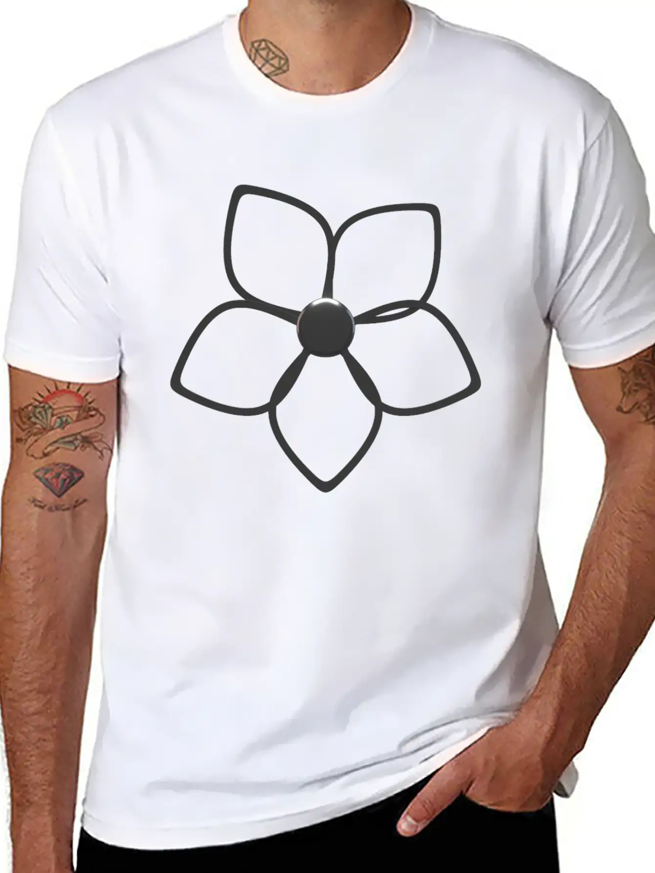 Abstract 3D Metallic Silver Flower Lightweight Cotton T-Shirt – Daily Comfort Graphic Shirt