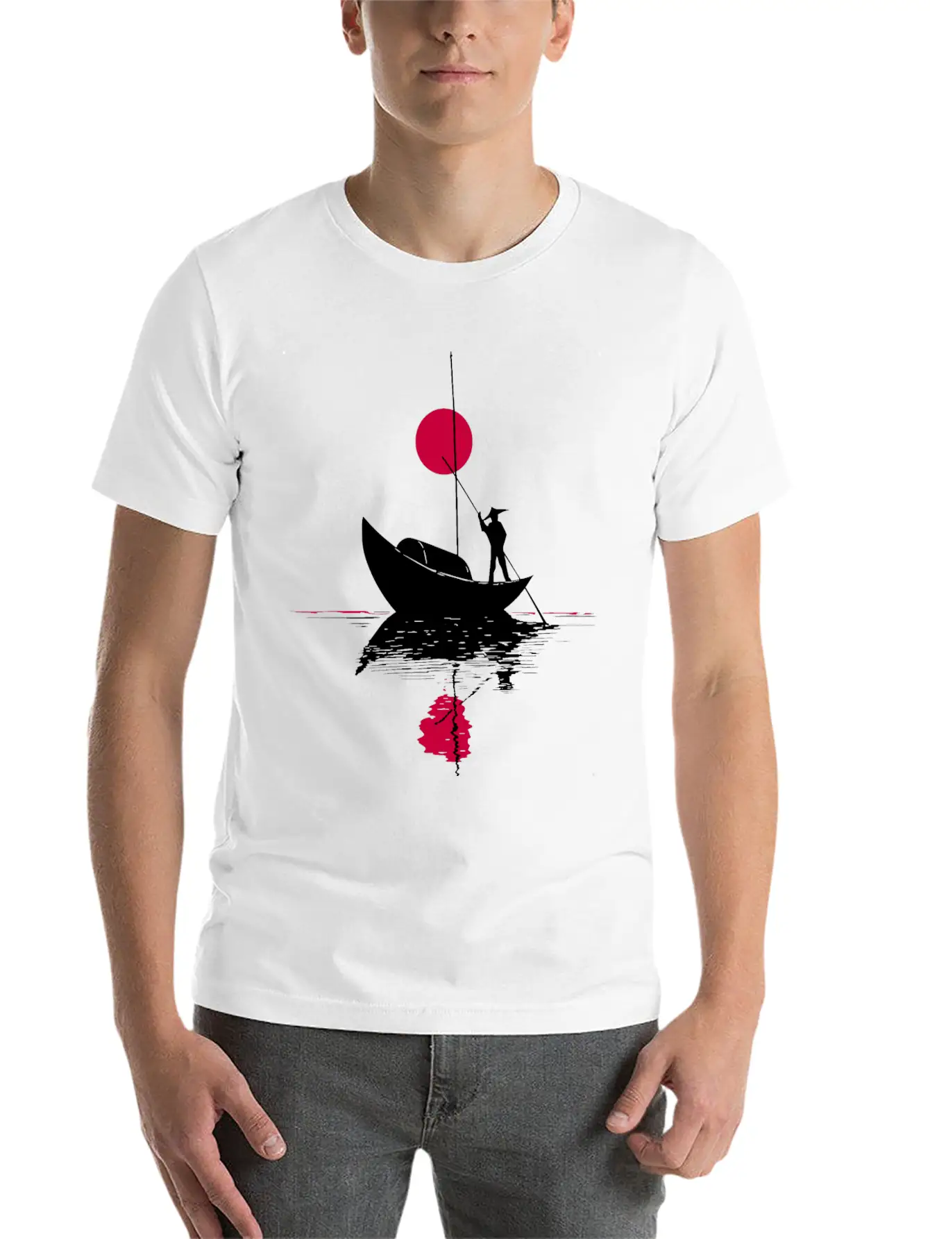 Abstract сard With Chinese Landscape Basic Graphic T-Shirt – Daily Comfort In Soft Cotton