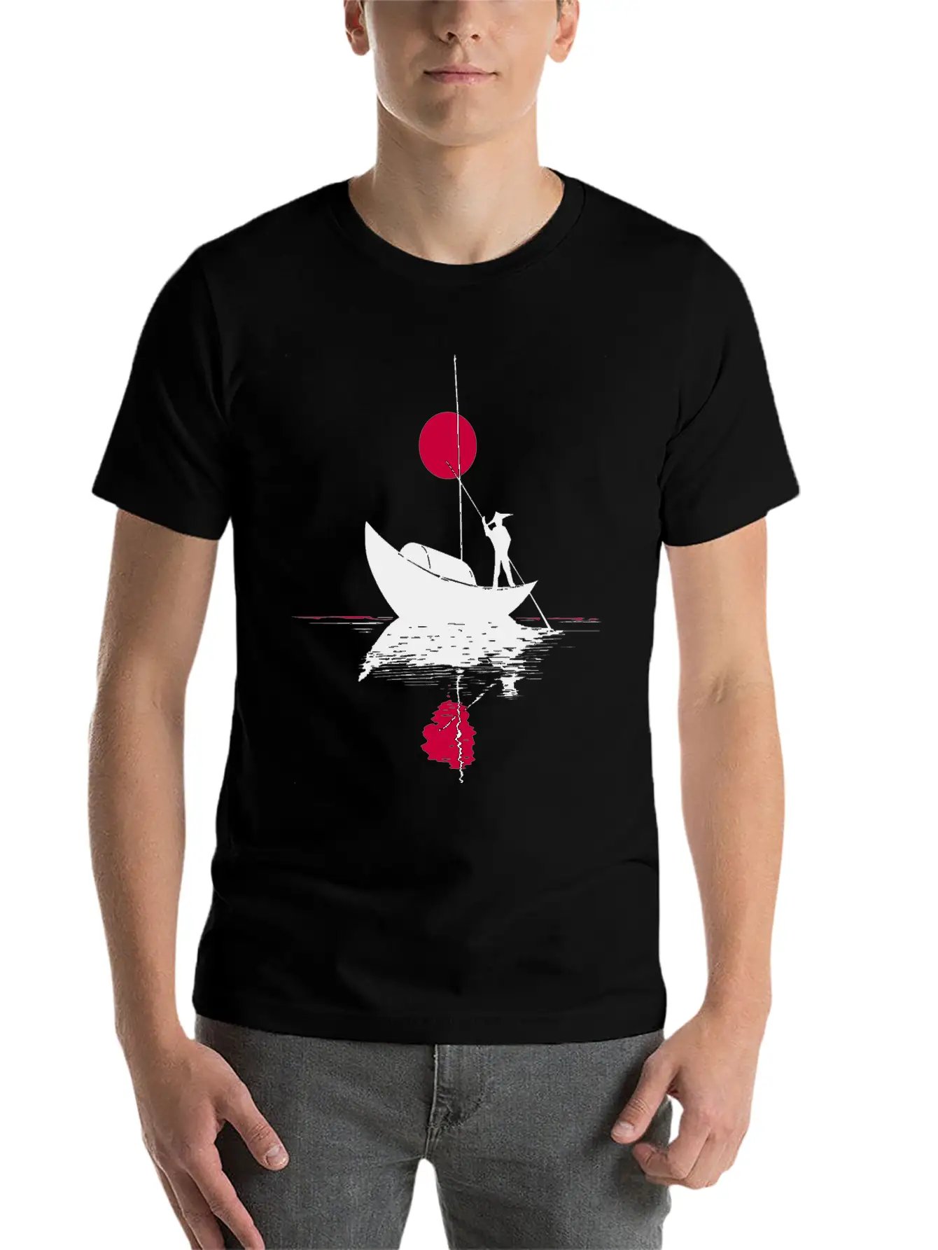 Abstract сard With Chinese Landscape Basic Graphic T-Shirt – Daily Comfort In Soft Cotton