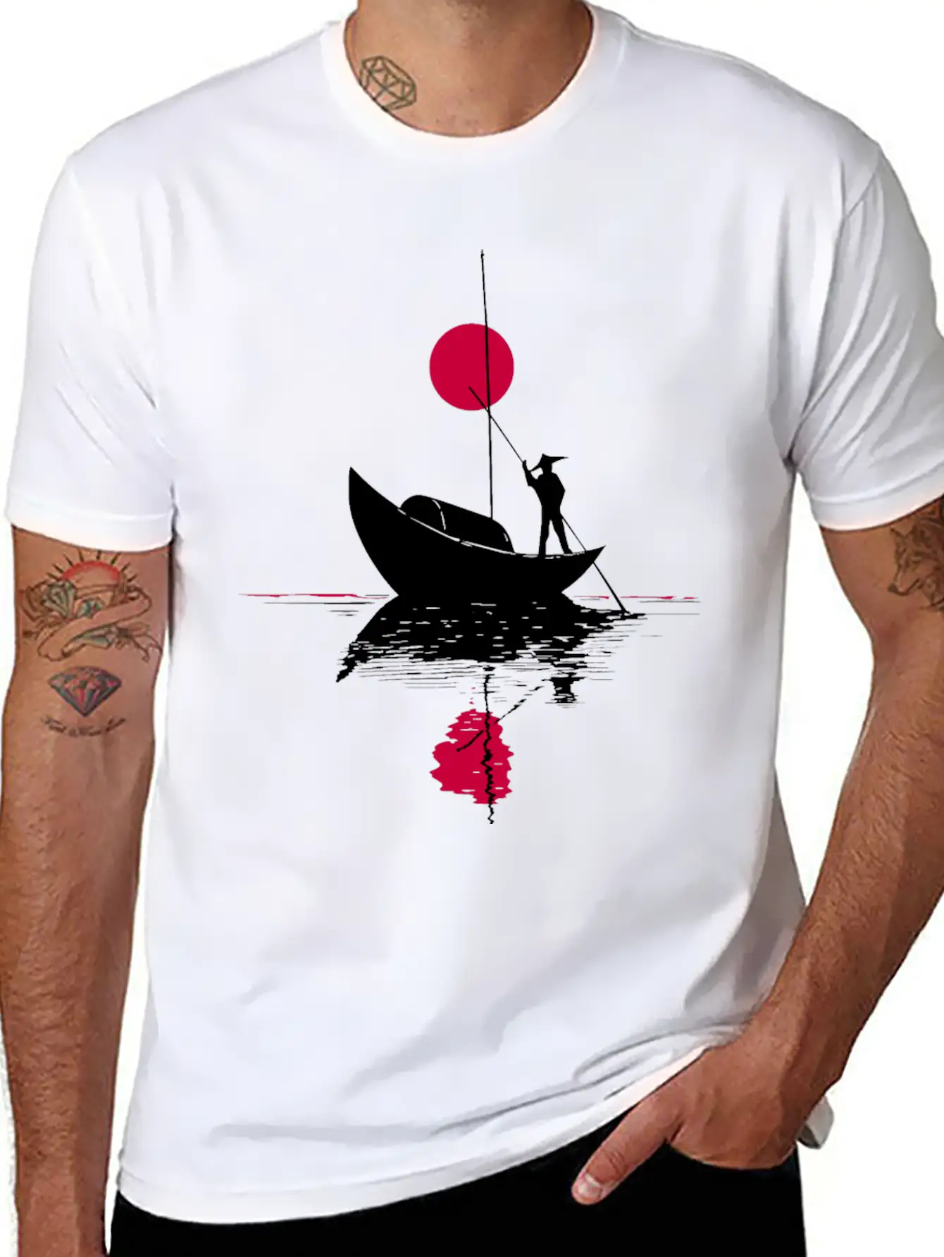 Abstract сard With Chinese Landscape Basic Graphic T-Shirt – Daily Comfort In Soft Cotton