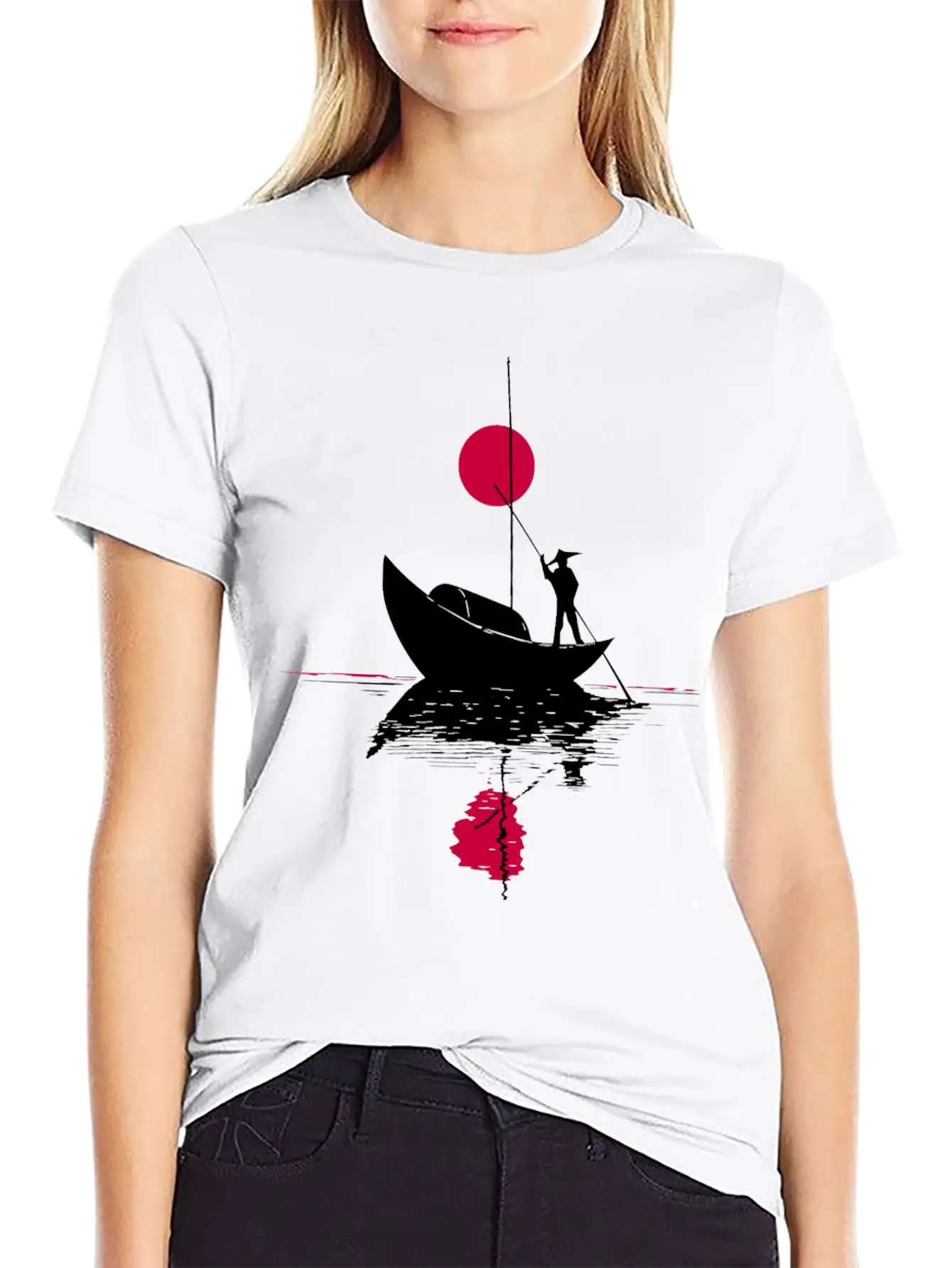 Abstract сard With Chinese Landscape Basic Graphic T-Shirt – Daily Comfort In Soft Cotton