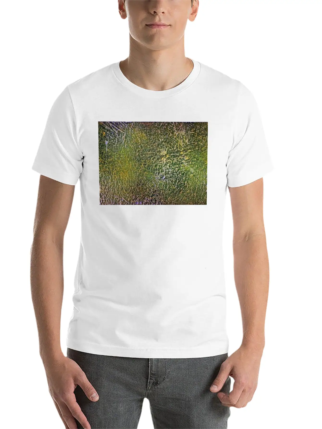 Abstract Art - Green / Yellow - Artist / Painting Stylish Everyday T-Shirt – Unisex Basic Cotton Tee