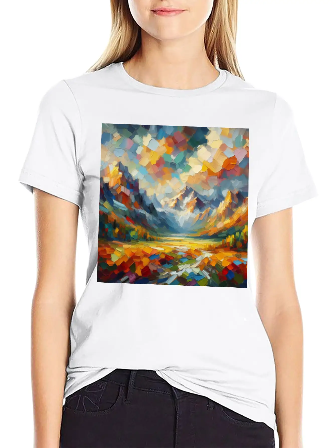 Abstract Digital Art: Nature Concept Art Colors Basic Graphic T-Shirt – Daily Comfort In Soft Cotton