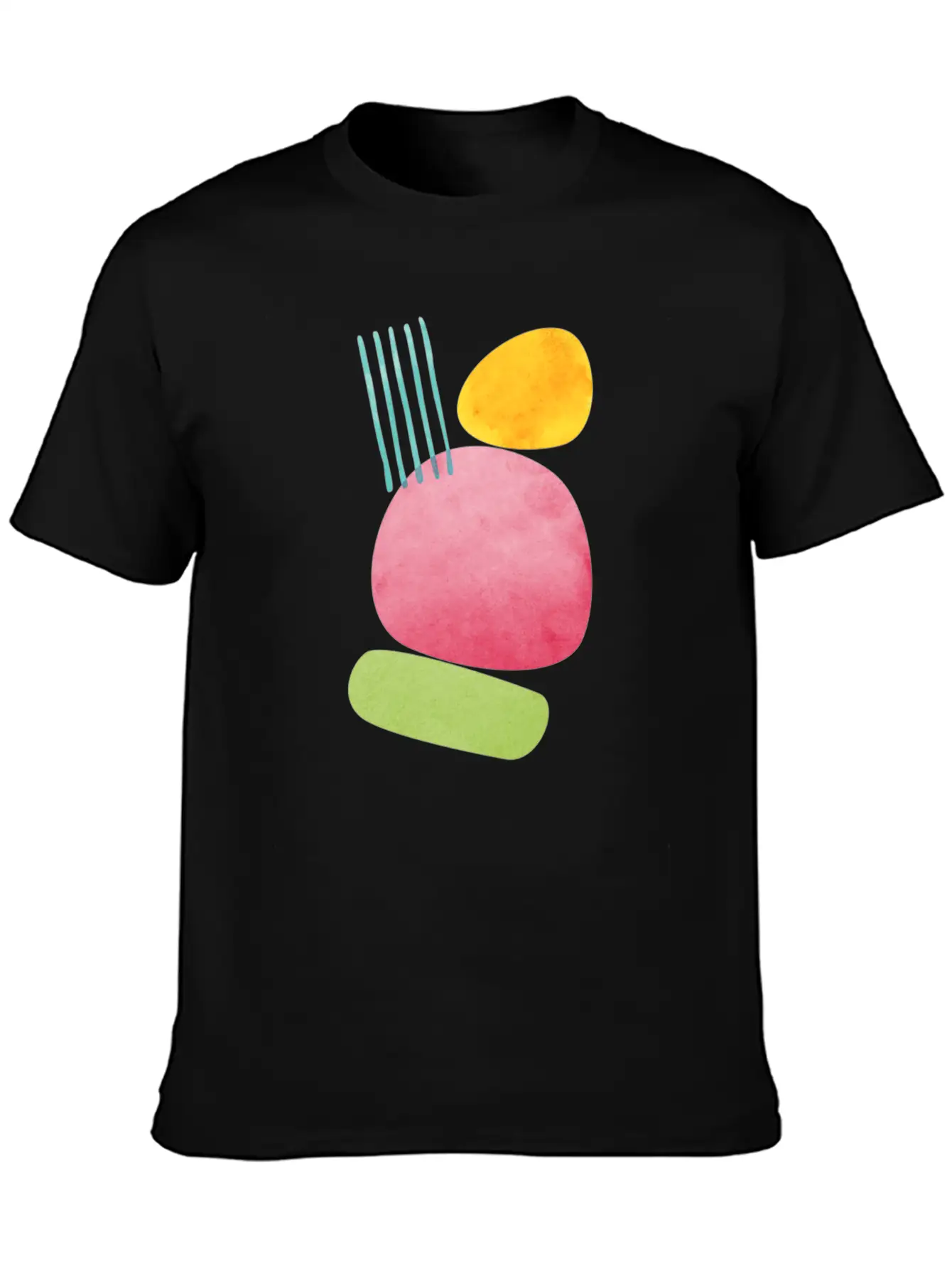 Abstract Geometric Overlap Watercolor Water Sun Unisex Casual T-Shirt – Clean Design For Daily Comfort