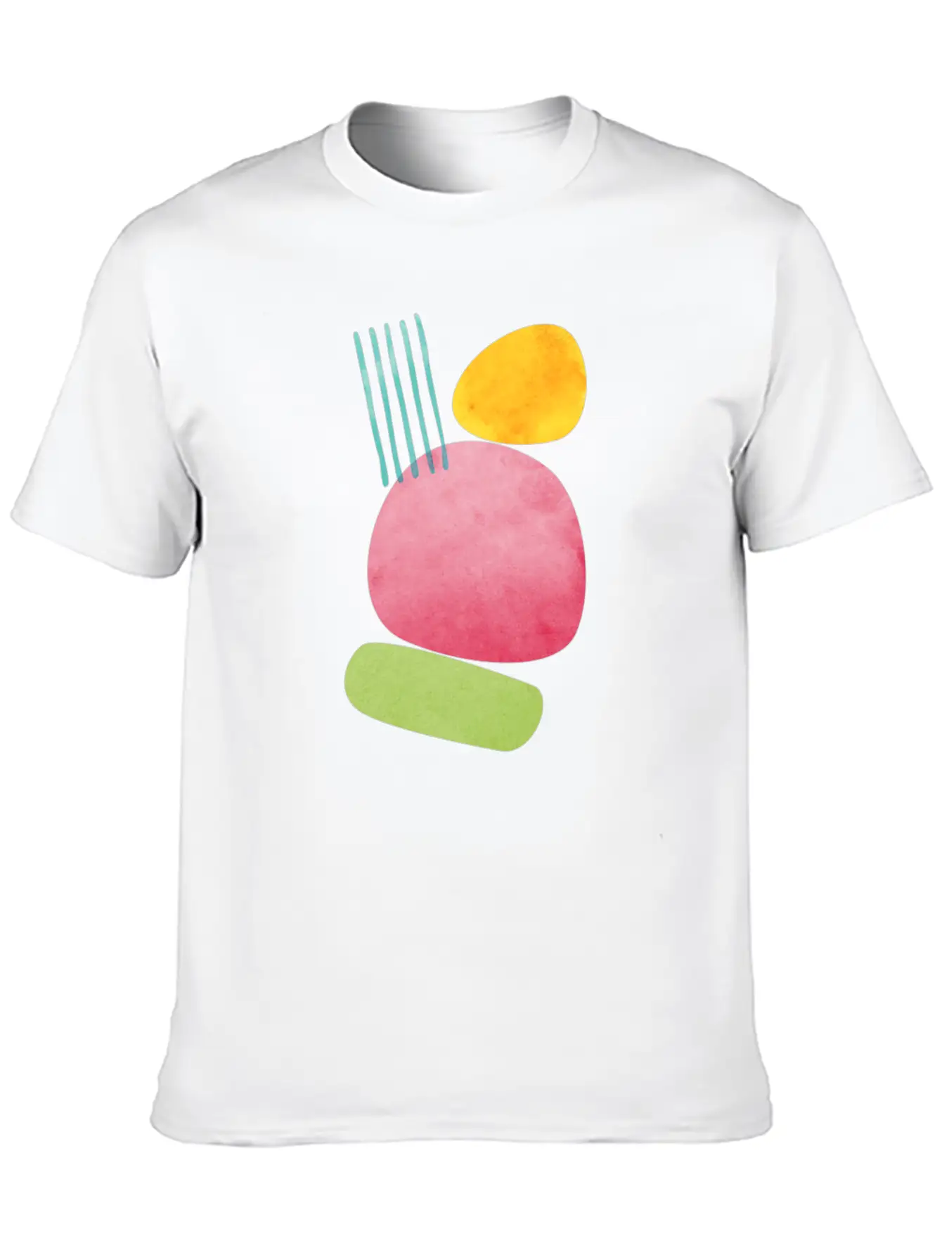 Abstract Geometric Overlap Watercolor Water Sun Unisex Casual T-Shirt – Clean Design For Daily Comfort