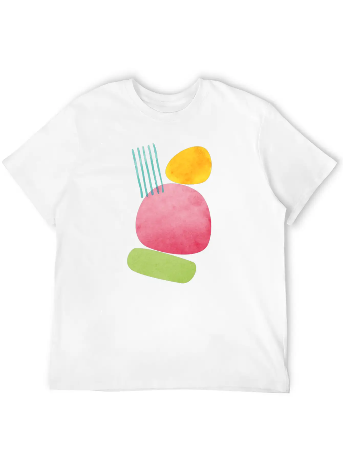Abstract Geometric Overlap Watercolor Water Sun Unisex Casual T-Shirt – Clean Design For Daily Comfort