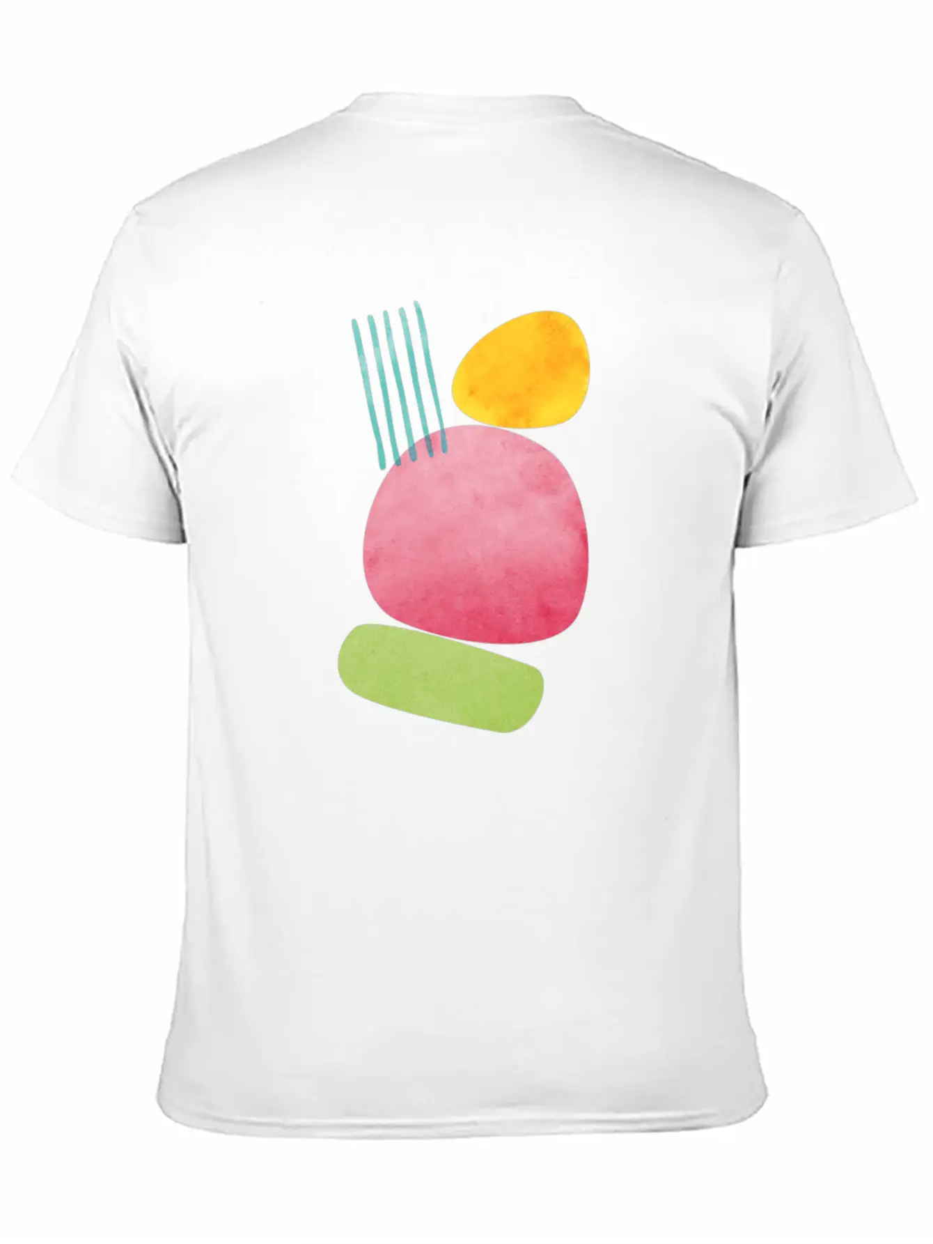 Abstract Geometric Overlap Watercolor Water Sun Unisex Casual T-Shirt – Clean Design For Daily Comfort