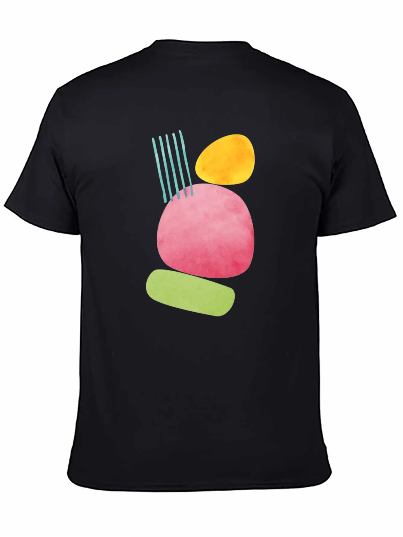Abstract Geometric Overlap Watercolor Water Sun Unisex Casual T-Shirt – Clean Design For Daily Comfort