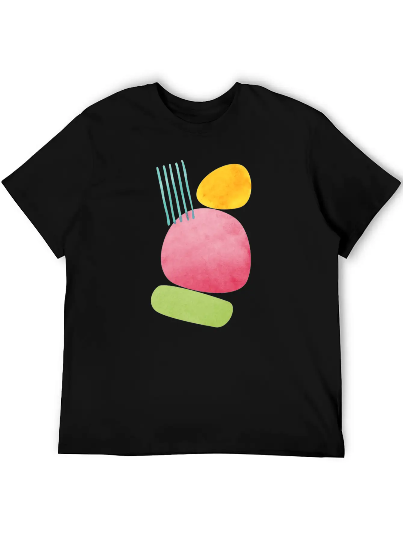 Abstract Geometric Overlap Watercolor Water Sun Unisex Casual T-Shirt – Clean Design For Daily Comfort