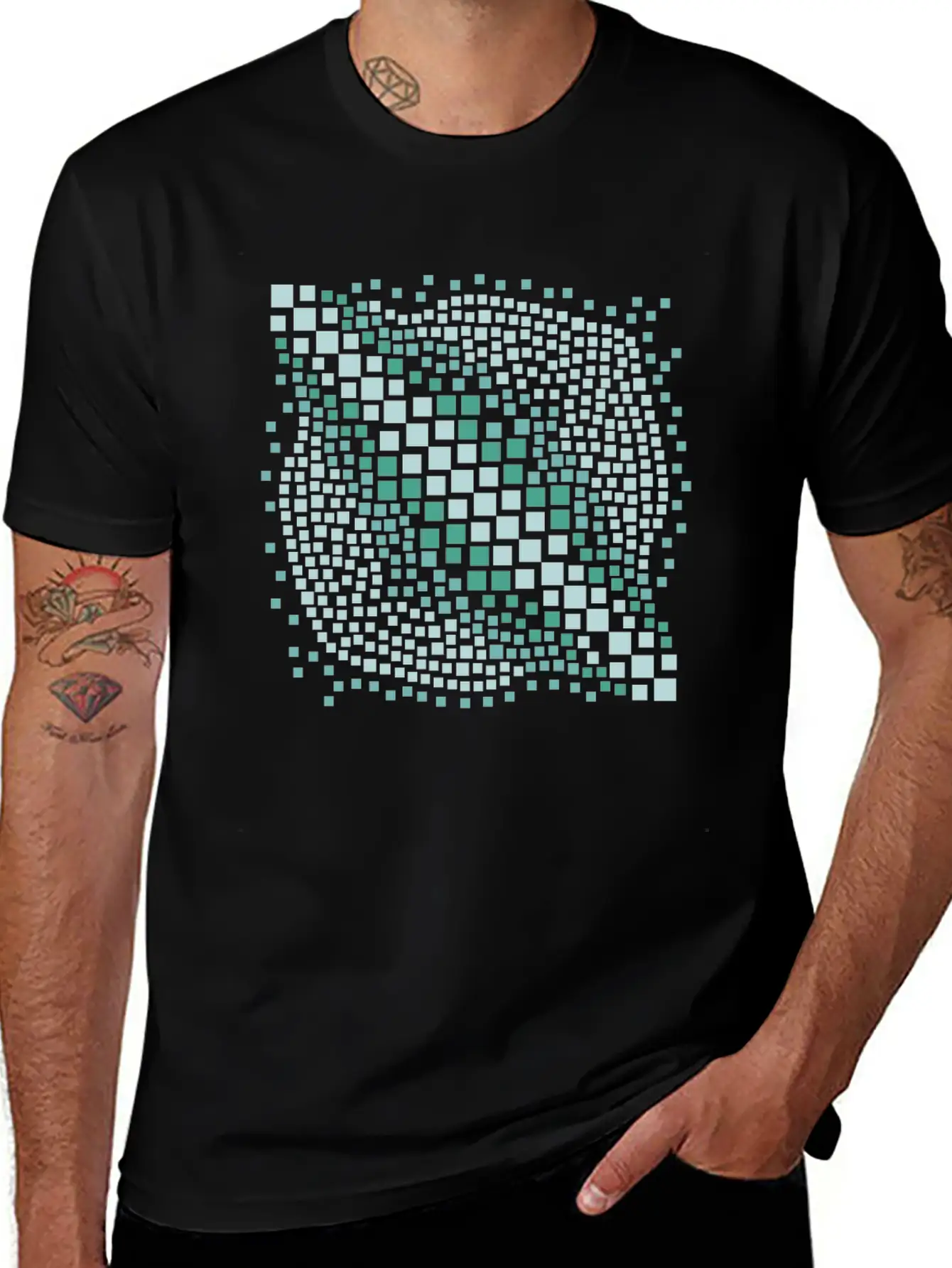 Abstract Green Water Mosaic Basic Graphic T-Shirt – Daily Comfort In Soft Cotton