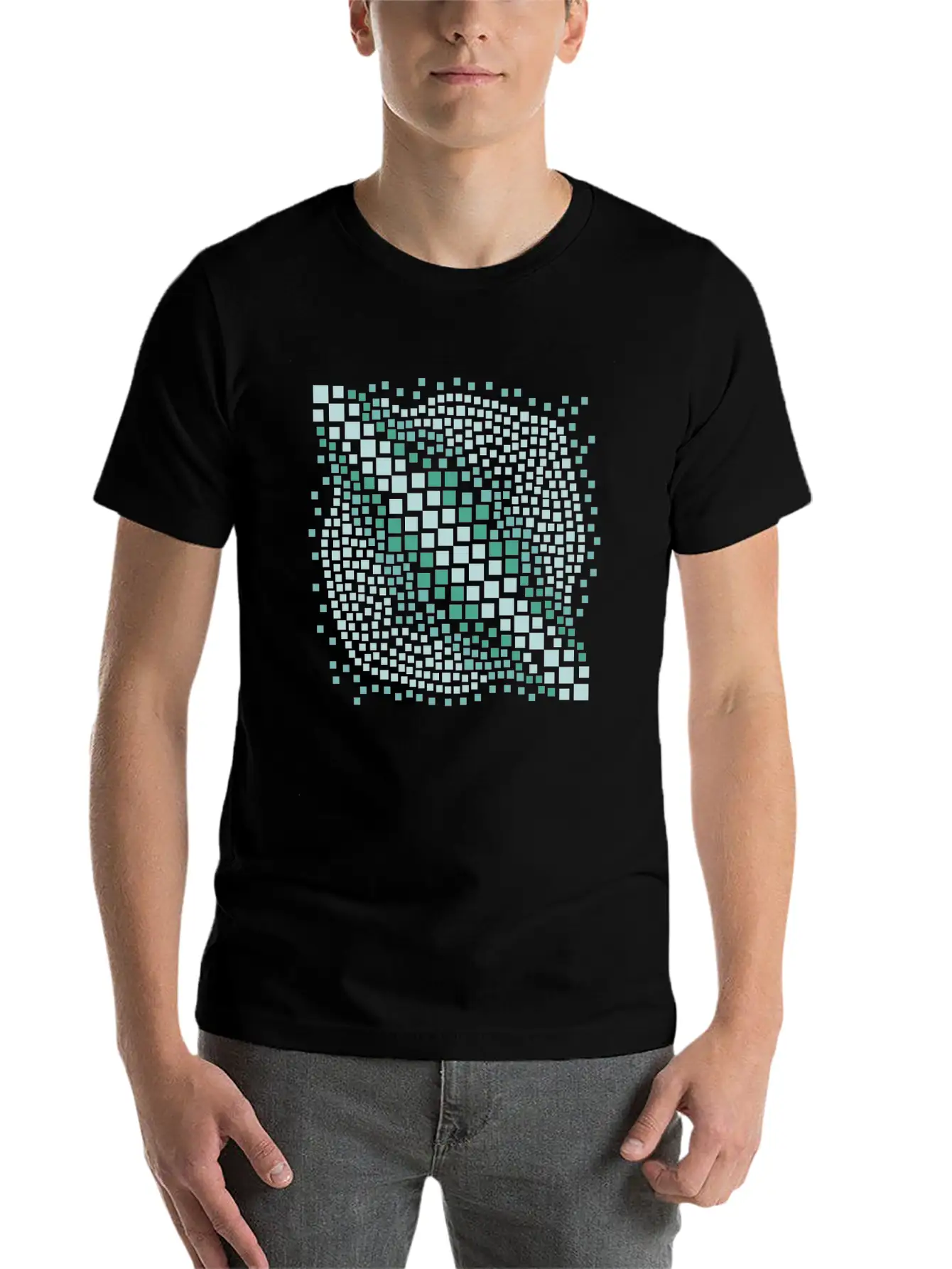 Abstract Green Water Mosaic Basic Graphic T-Shirt – Daily Comfort In Soft Cotton