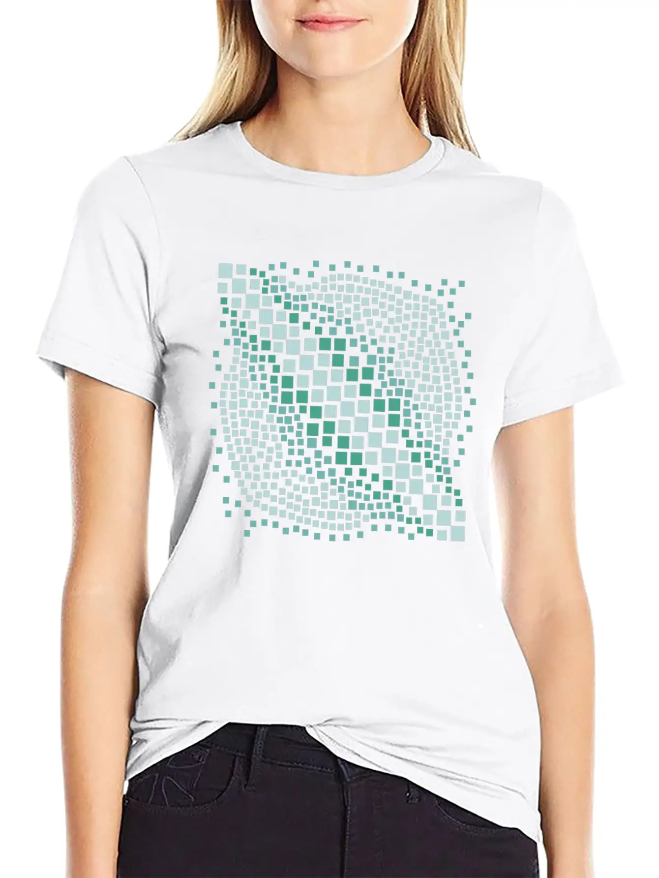Abstract Green Water Mosaic Basic Graphic T-Shirt – Daily Comfort In Soft Cotton