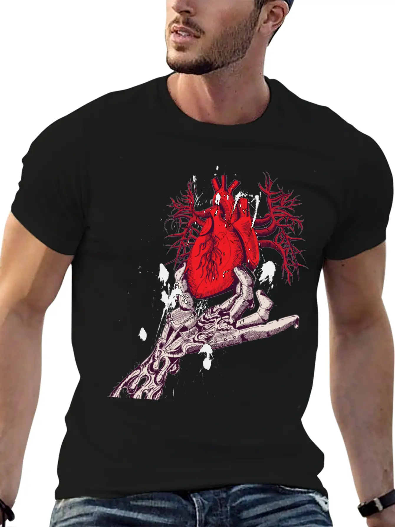 Abstract Heart Hand Graffiti Vector Image Cartoon Unisex Casual T-Shirt – Clean Design For Daily Comfort