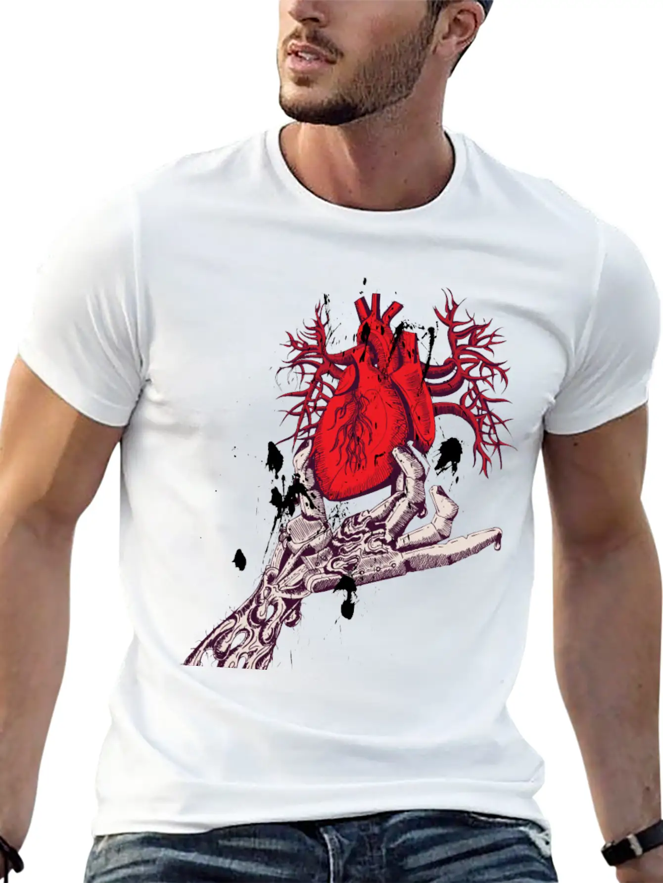 Abstract Heart Hand Graffiti Vector Image Cartoon Unisex Casual T-Shirt – Clean Design For Daily Comfort