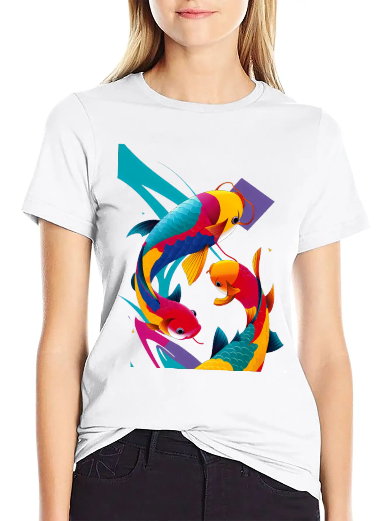 Abstract Koi Carps Classic Fit Graphic Tee For Daily Comfort – Unisex Cotton Shirt
