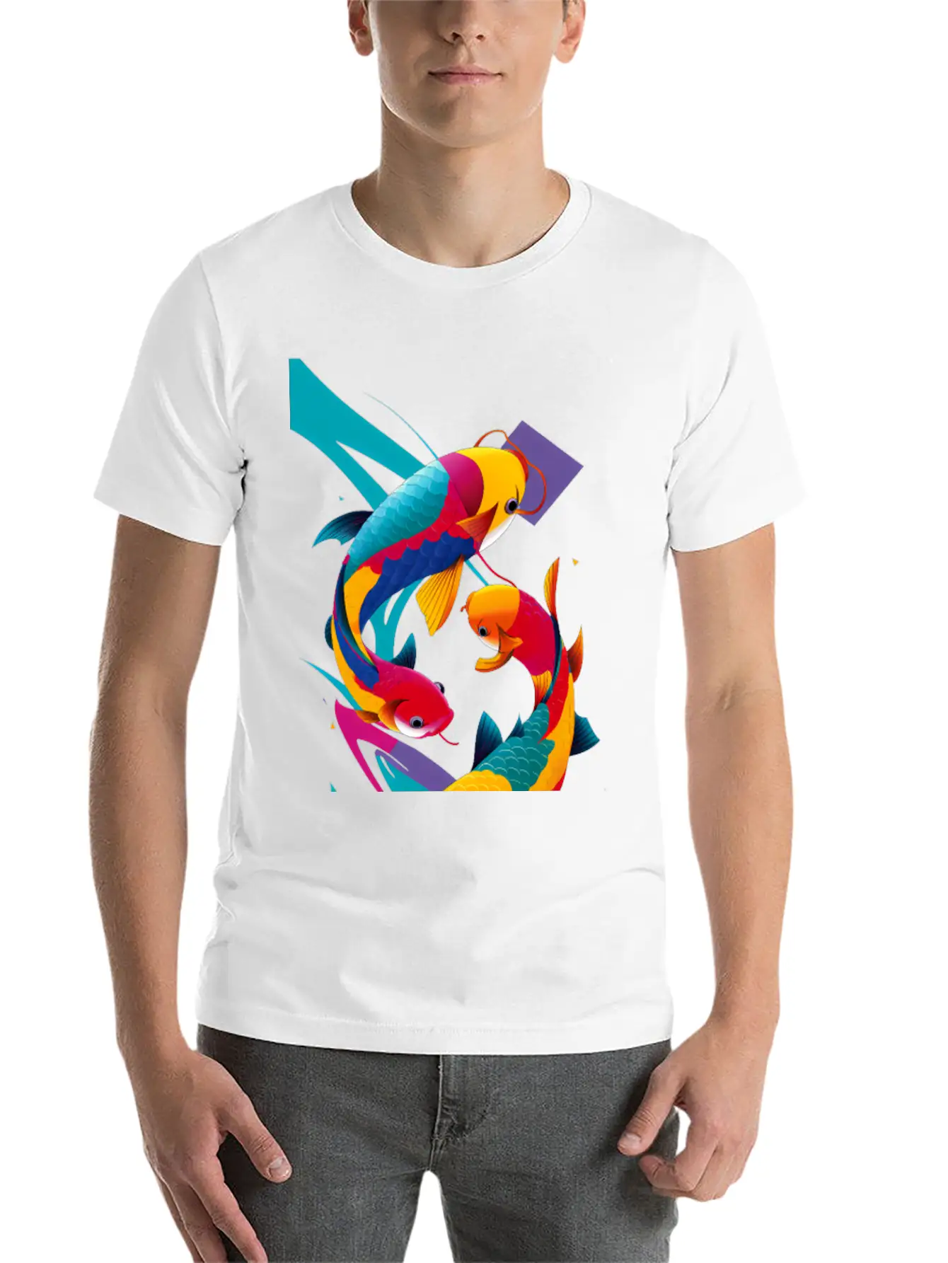 Abstract Koi Carps Classic Fit Graphic Tee For Daily Comfort – Unisex Cotton Shirt