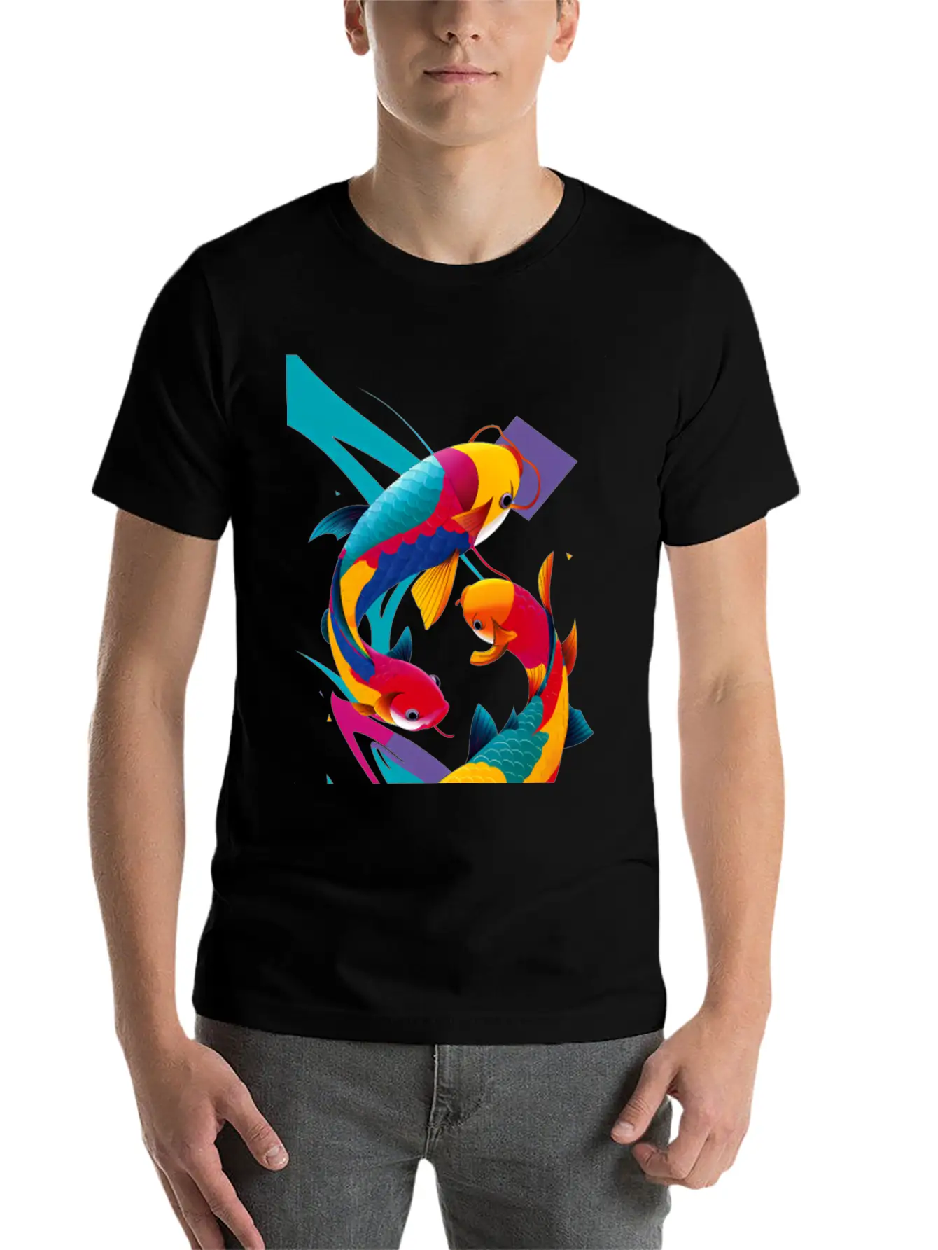 Abstract Koi Carps Classic Fit Graphic Tee For Daily Comfort – Unisex Cotton Shirt