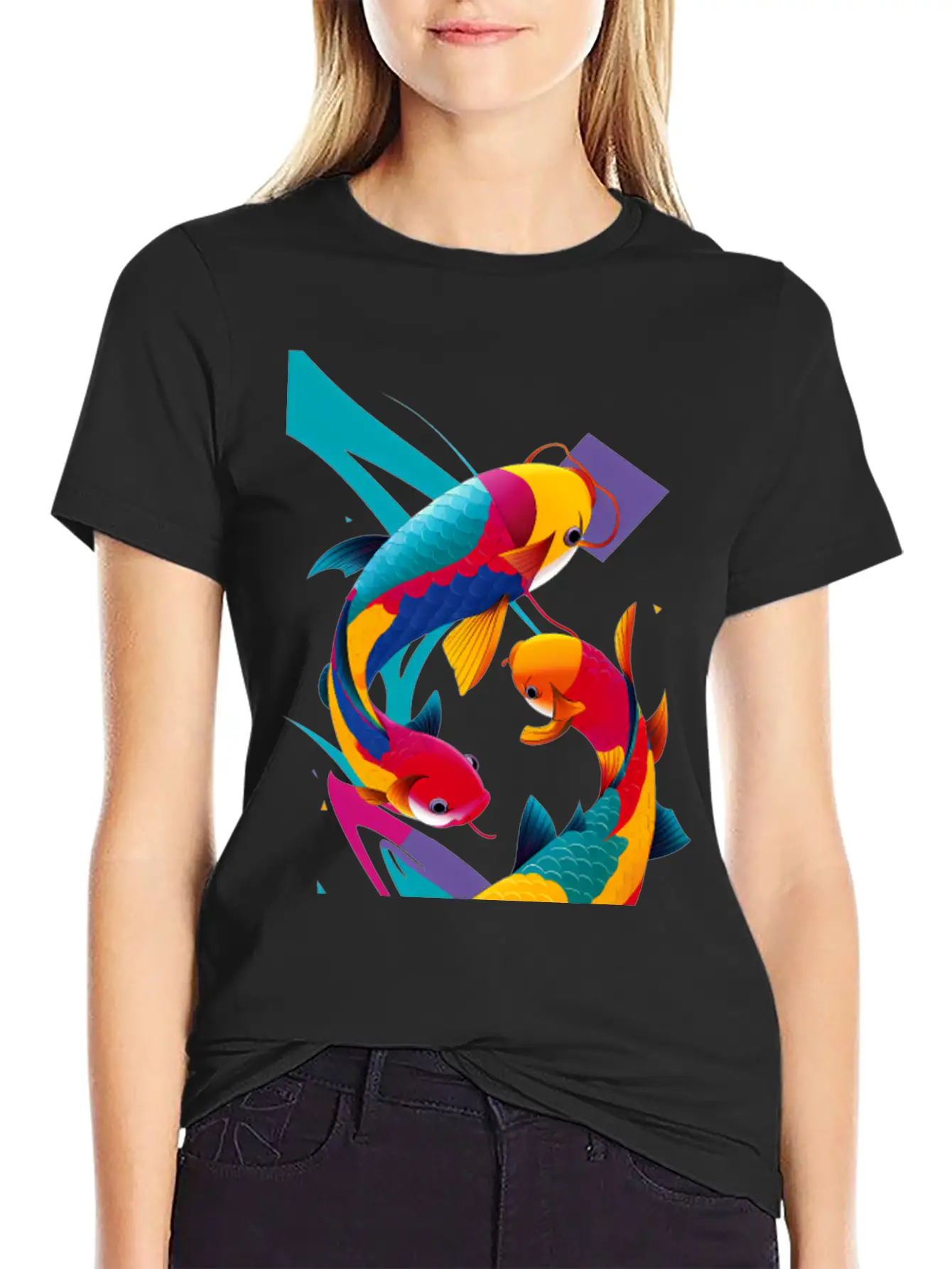 Abstract Koi Carps Classic Fit Graphic Tee For Daily Comfort – Unisex Cotton Shirt