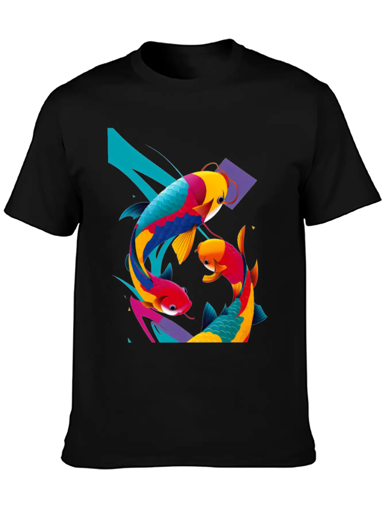 Abstract Koi Carps Classic Fit Graphic Tee For Daily Comfort – Unisex Cotton Shirt