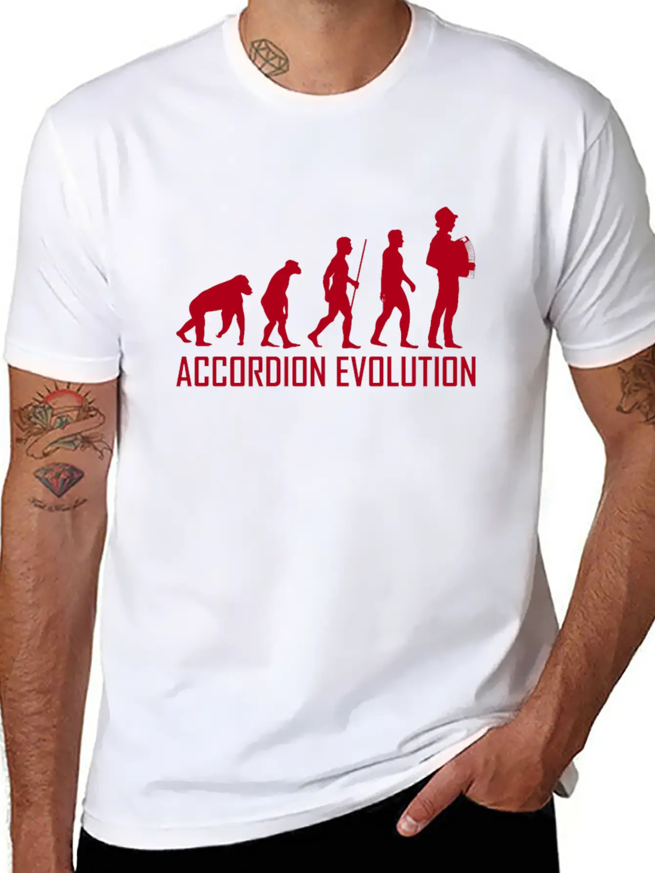Accordion Evolution Accordion Squeeze Music Hat Classic Fit Graphic Tee For Daily Comfort – Unisex Cotton Shirt