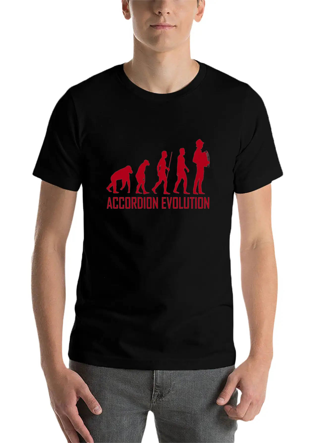 Accordion Evolution Accordion Squeeze Music Hat Classic Fit Graphic Tee For Daily Comfort – Unisex Cotton Shirt