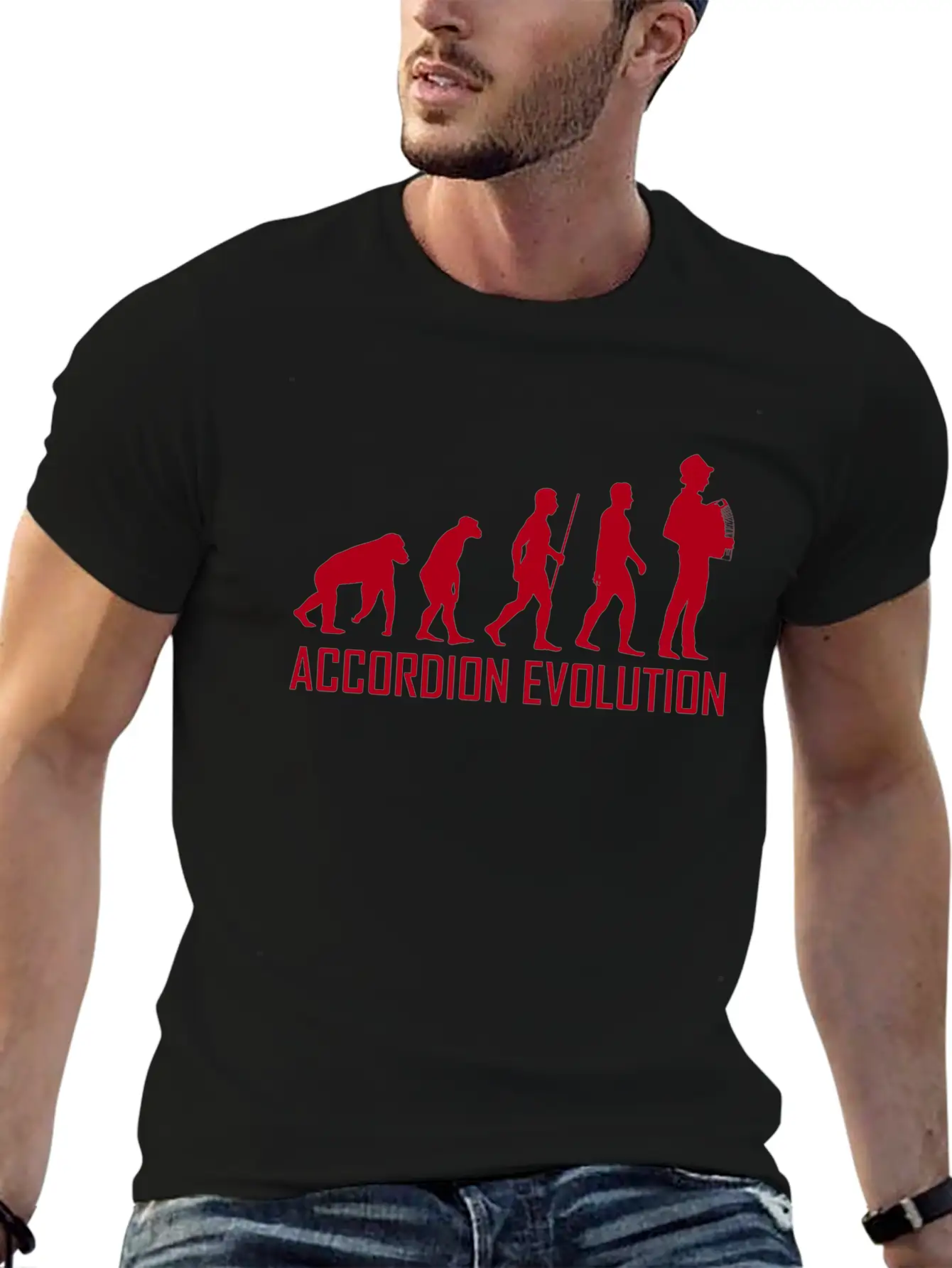 Accordion Evolution Accordion Squeeze Music Hat Classic Fit Graphic Tee For Daily Comfort – Unisex Cotton Shirt