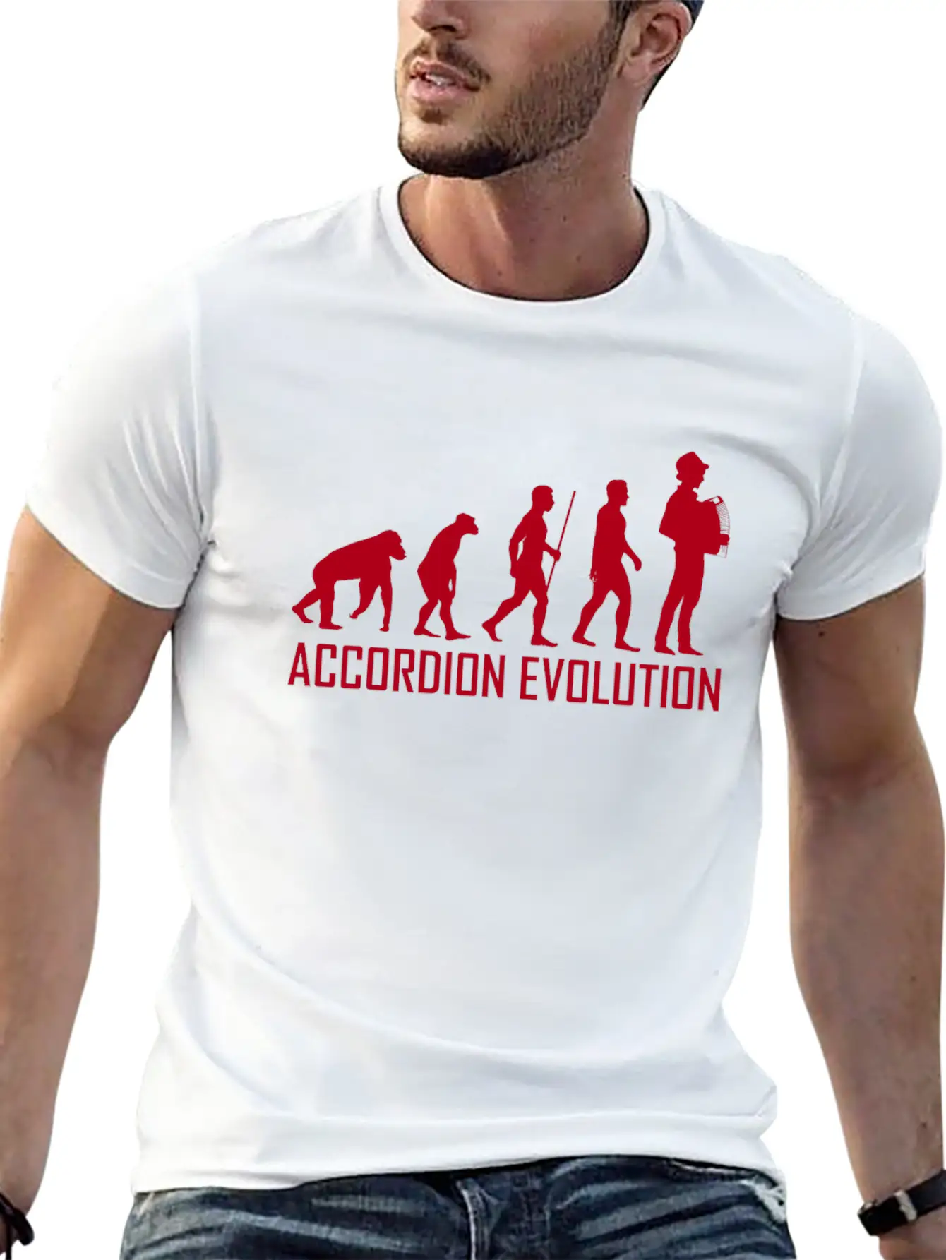 Accordion Evolution Accordion Squeeze Music Hat Classic Fit Graphic Tee For Daily Comfort – Unisex Cotton Shirt