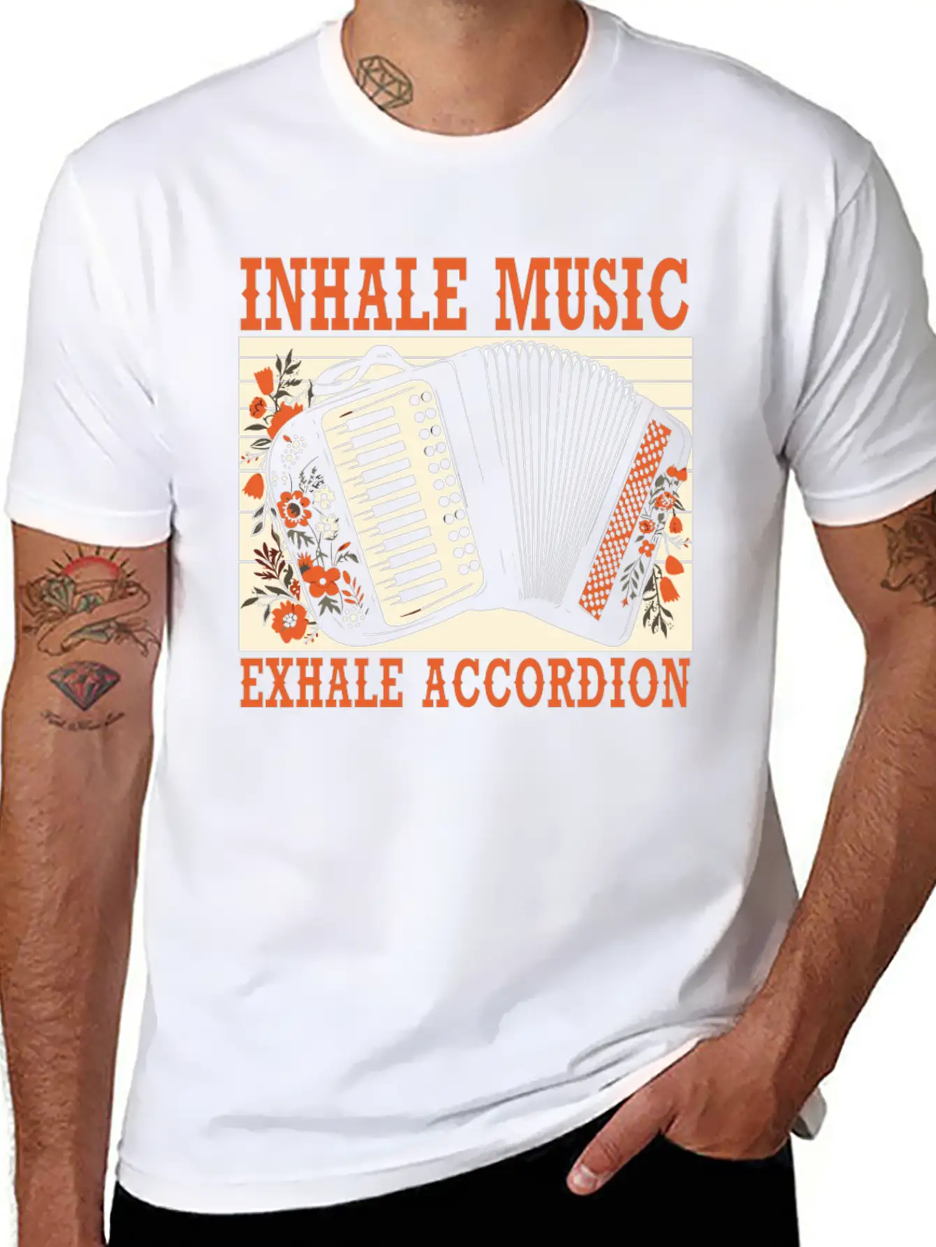 Accordion Player Musical Instrument Accordionist Essential Cotton Tee For Daily Outfits – Unisex Style