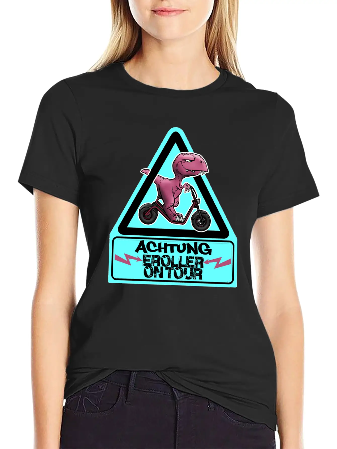 Achtung E-Scooter Dino On Tour Basic Graphic T-Shirt – Daily Comfort In Soft Cotton