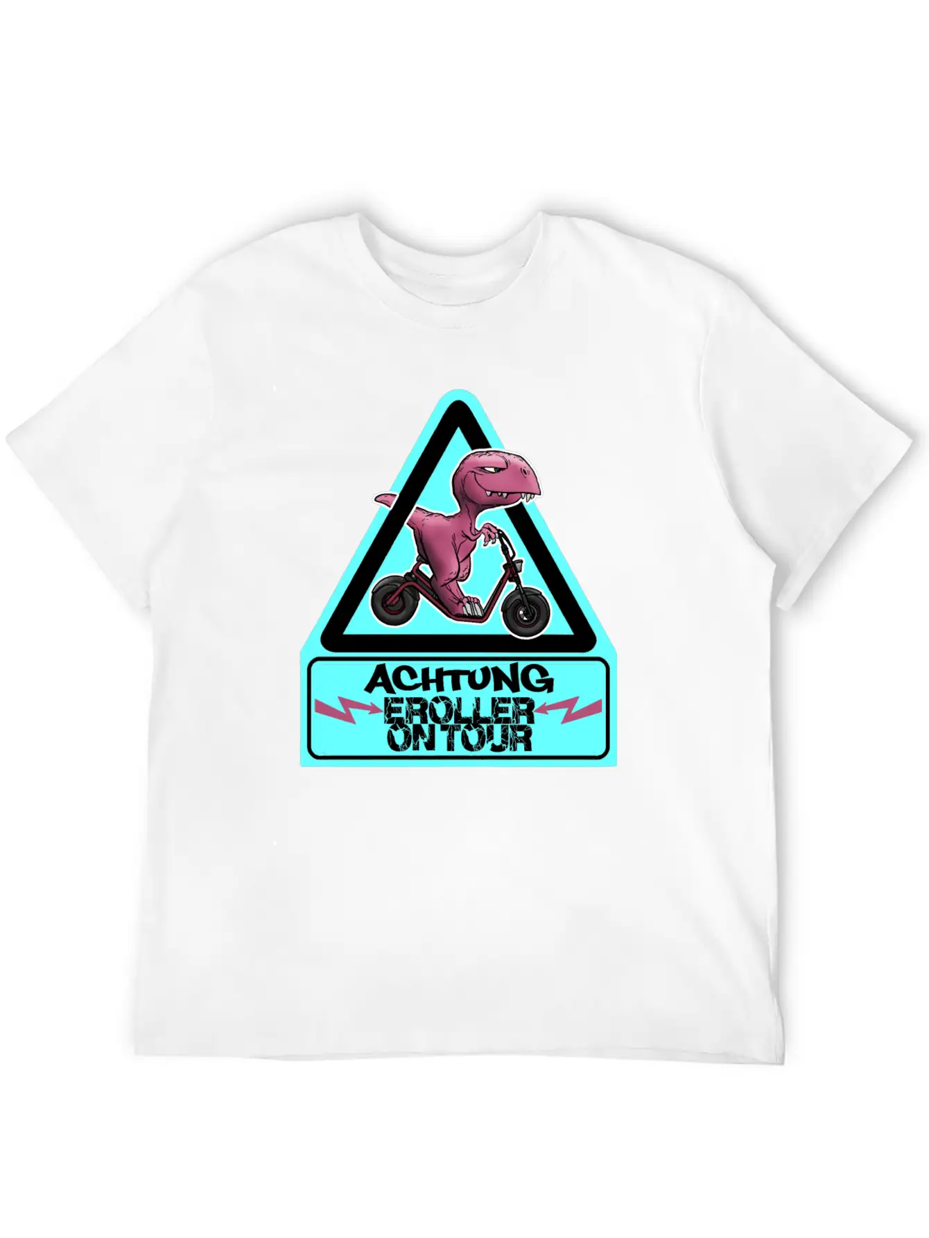 Achtung E-Scooter Dino On Tour Basic Graphic T-Shirt – Daily Comfort In Soft Cotton