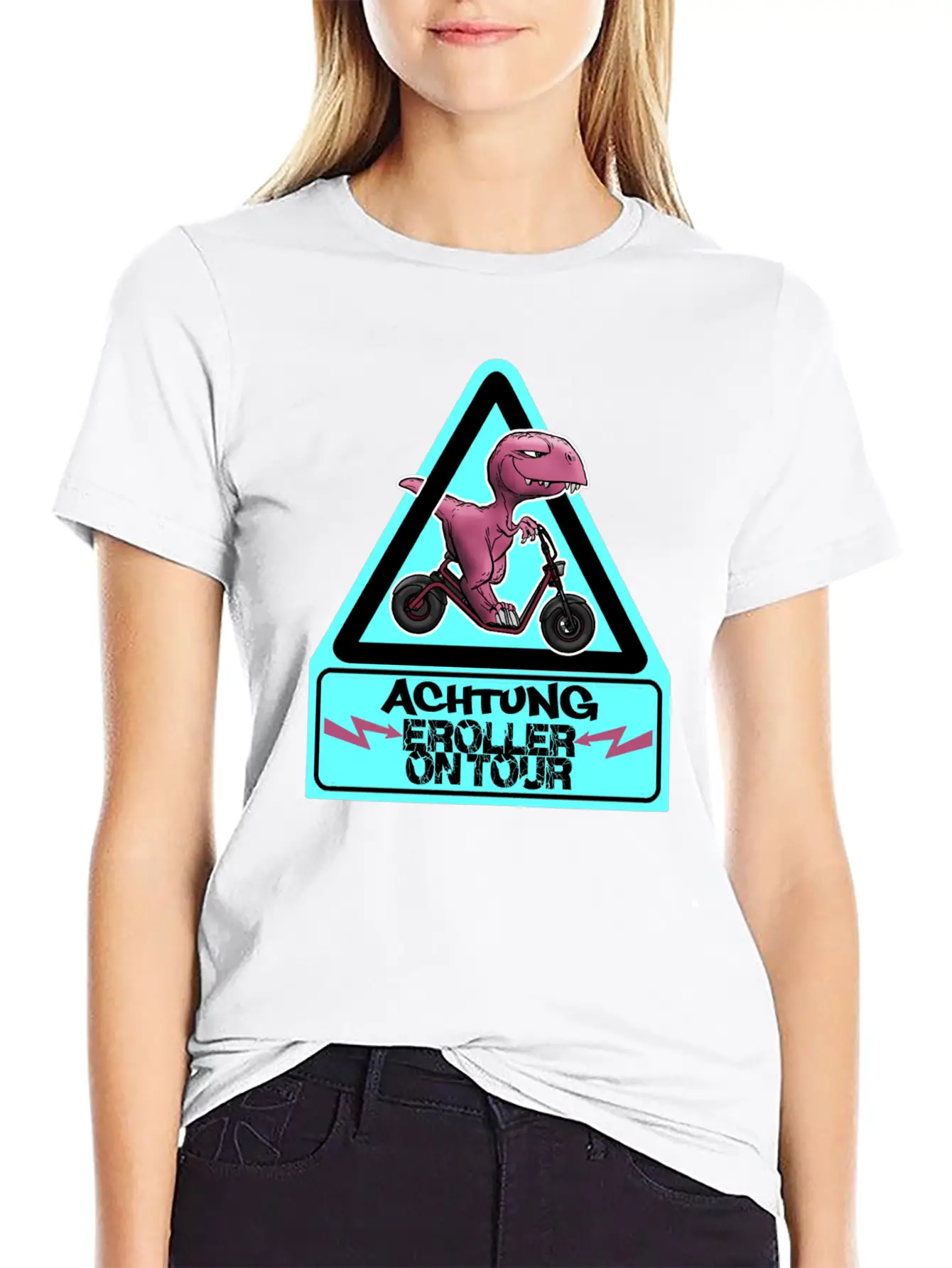 Achtung E-Scooter Dino On Tour Basic Graphic T-Shirt – Daily Comfort In Soft Cotton