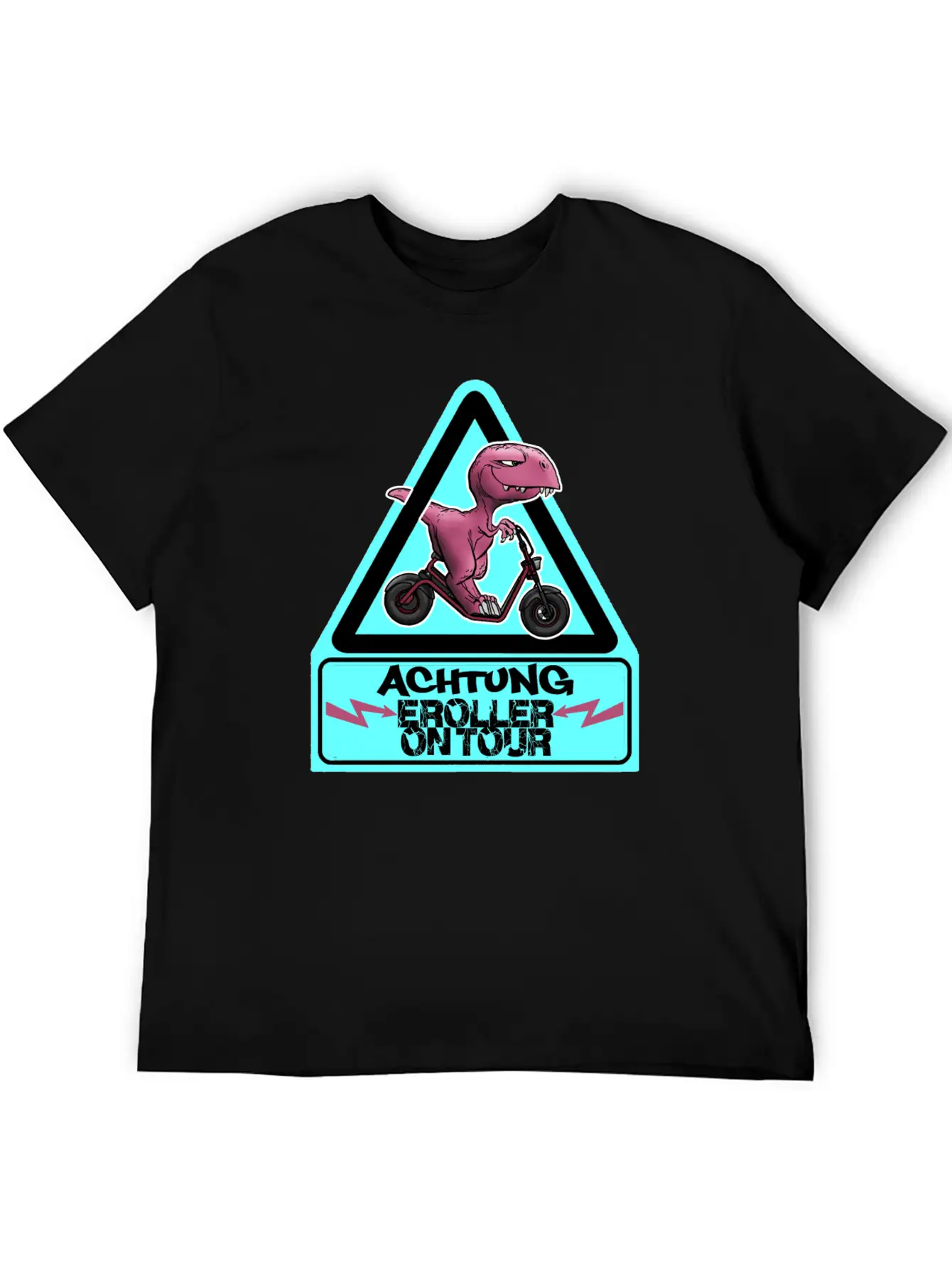 Achtung E-Scooter Dino On Tour Basic Graphic T-Shirt – Daily Comfort In Soft Cotton