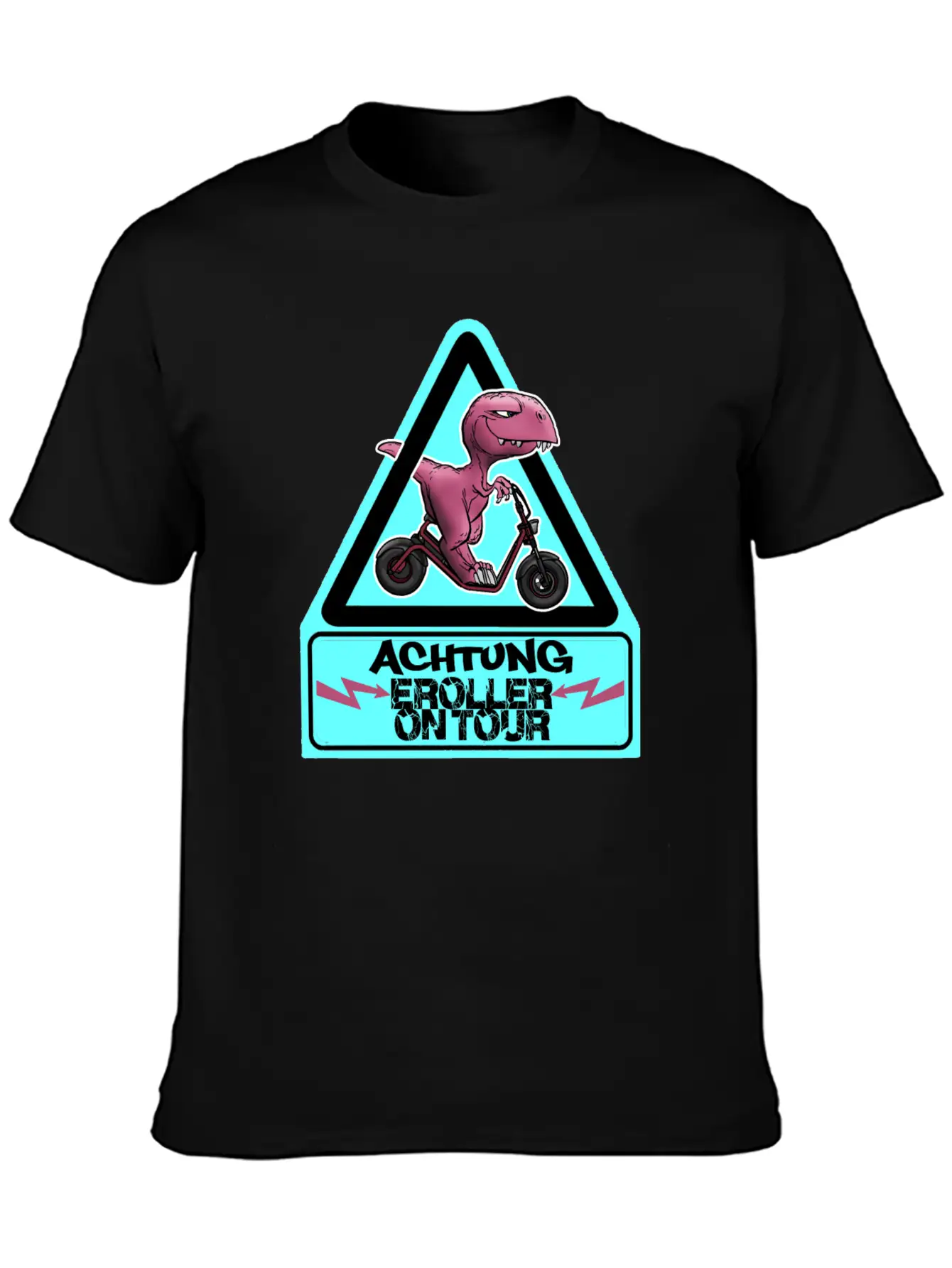 Achtung E-Scooter Dino On Tour Basic Graphic T-Shirt – Daily Comfort In Soft Cotton