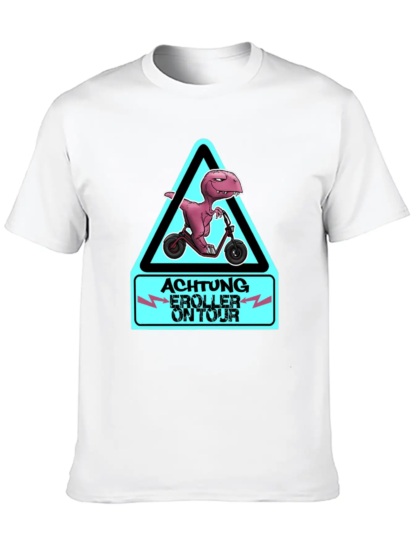 Achtung E-Scooter Dino On Tour Basic Graphic T-Shirt – Daily Comfort In Soft Cotton