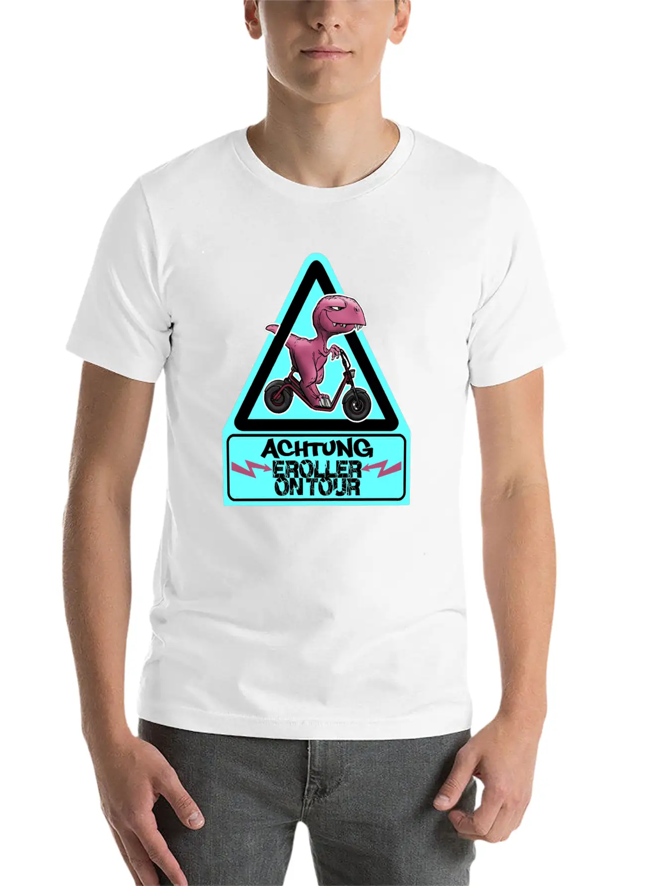 Achtung E-Scooter Dino On Tour Basic Graphic T-Shirt – Daily Comfort In Soft Cotton