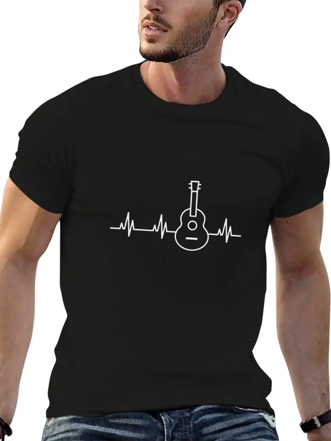 Acoustic Guitar Heartbeat Shirt Unisex Casual T-Shirt – Clean Design For Daily Comfort