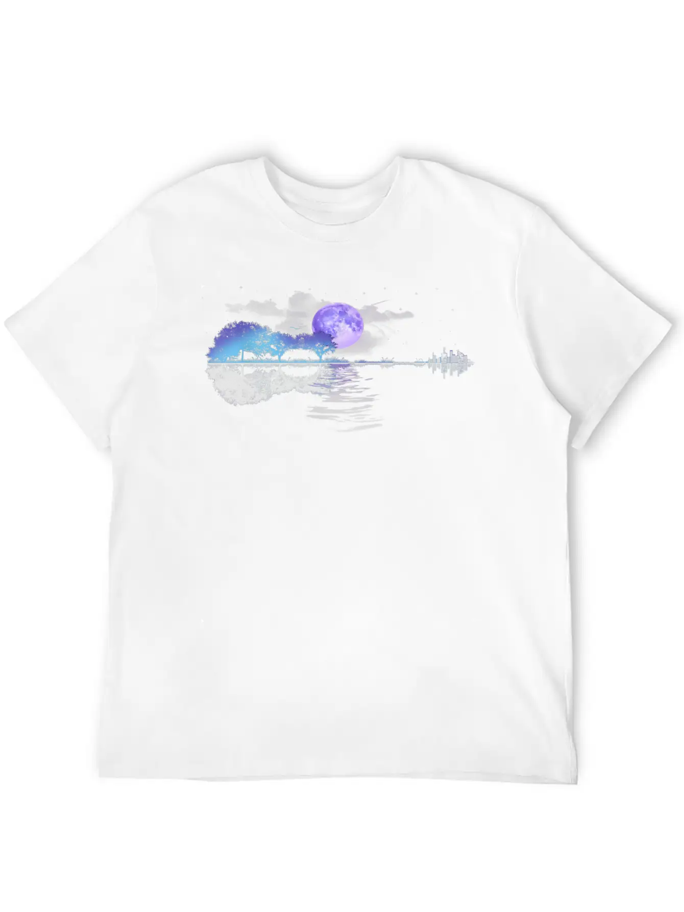 Acoustic Guitar Lake Player Nature Relaxed Everyday Tee – Lightweight And Durable Cotton