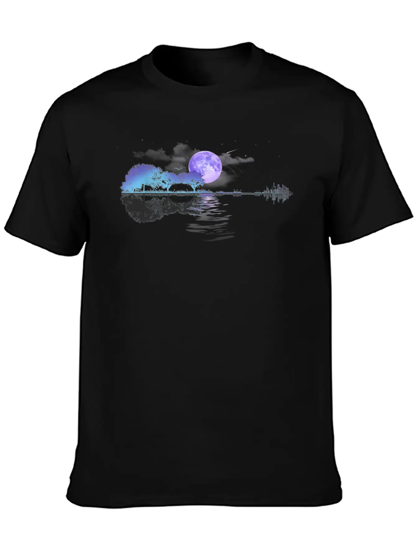Acoustic Guitar Lake Player Nature Relaxed Everyday Tee – Lightweight And Durable Cotton