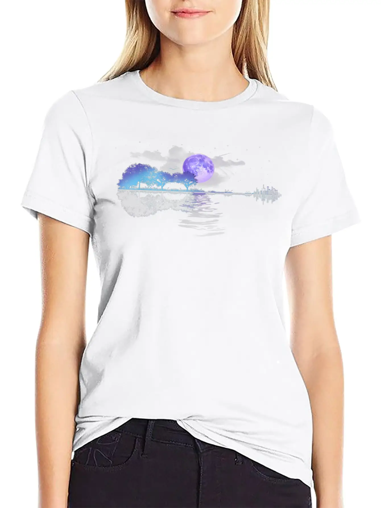Acoustic Guitar Lake Player Nature Relaxed Everyday Tee – Lightweight And Durable Cotton