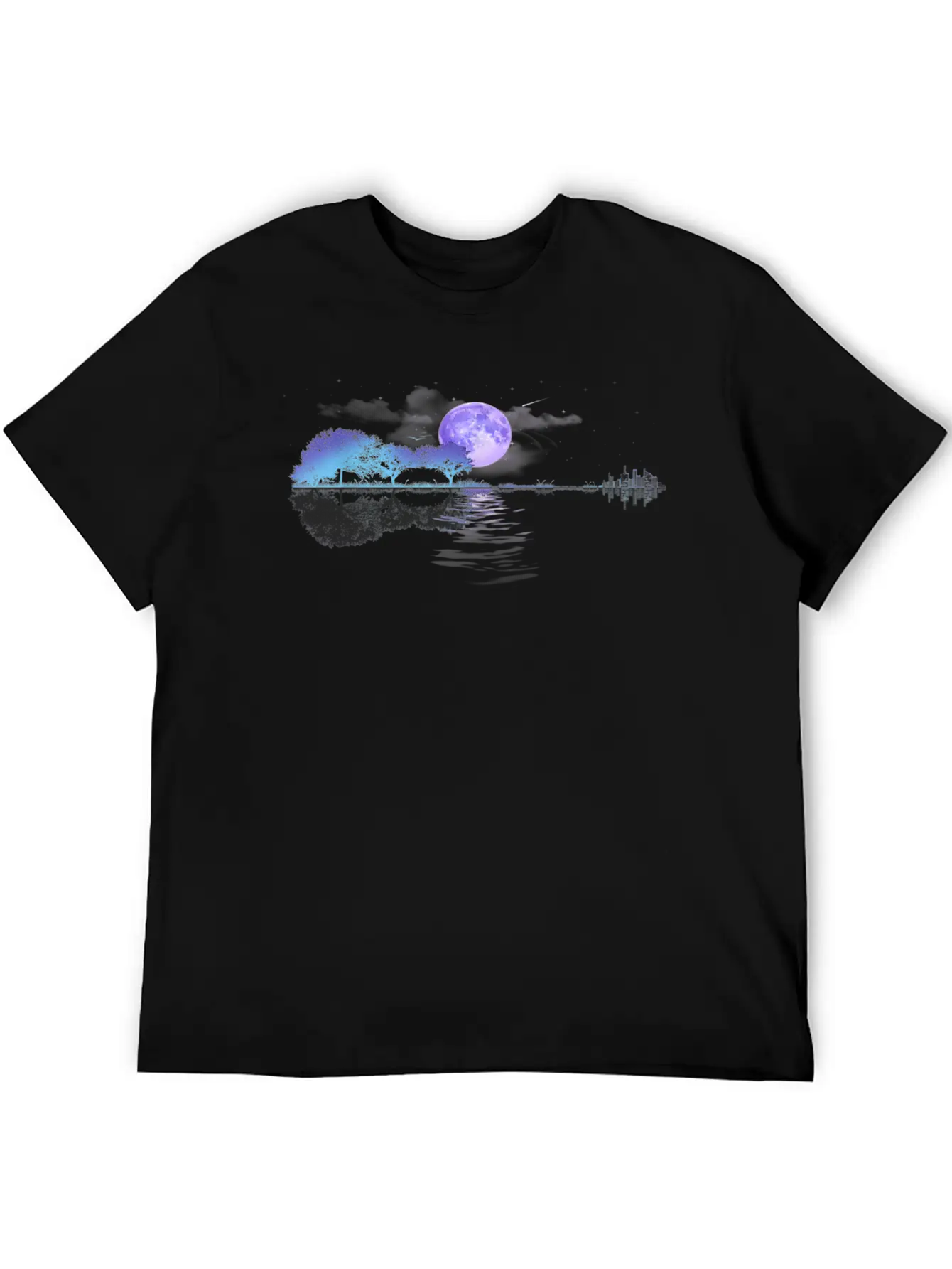Acoustic Guitar Lake Player Nature Relaxed Everyday Tee – Lightweight And Durable Cotton