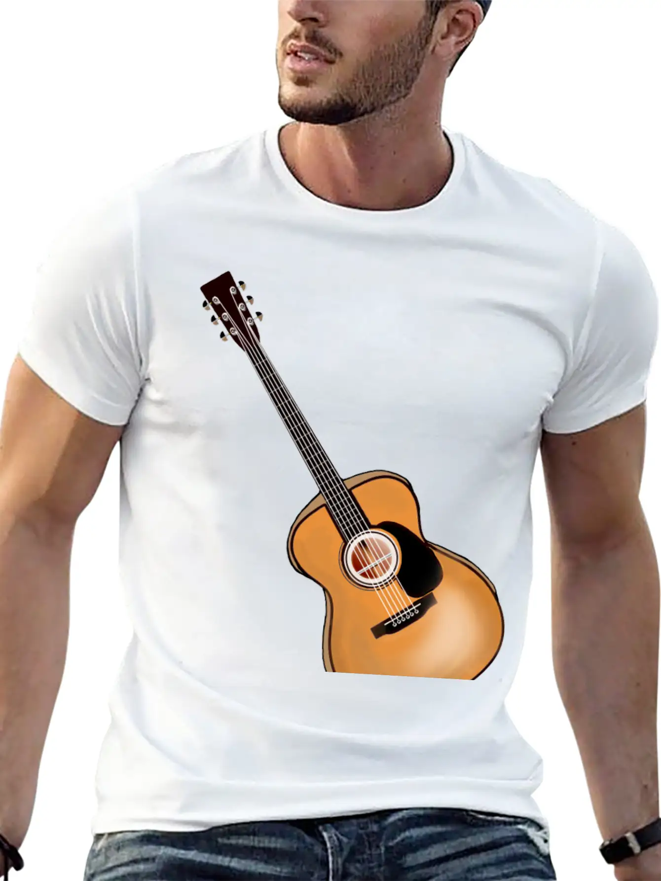 Acoustic Guitar Lightweight Cotton T-Shirt – Daily Comfort Graphic Shirt