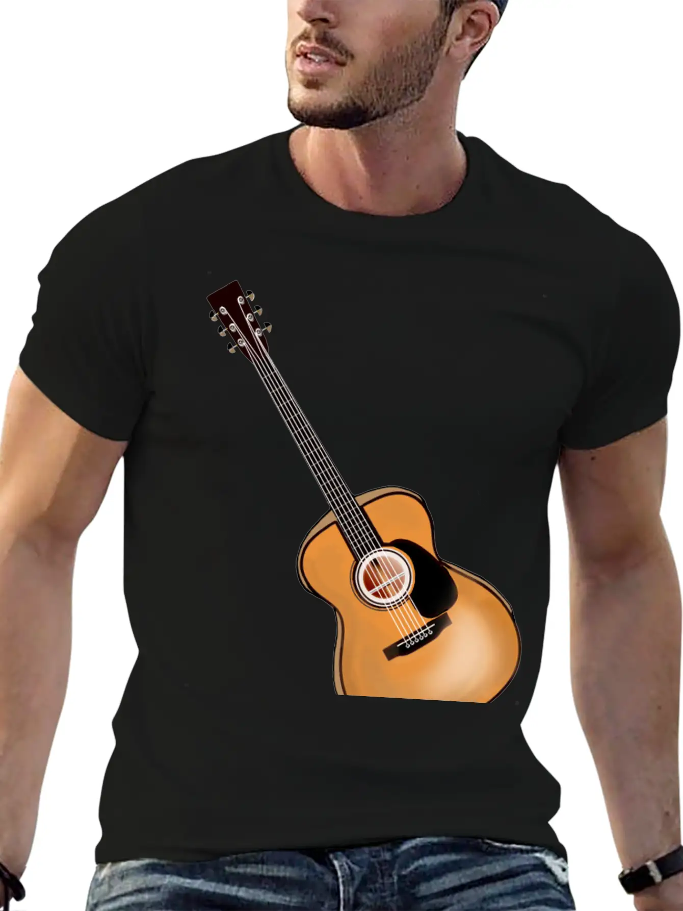 Acoustic Guitar Lightweight Cotton T-Shirt – Daily Comfort Graphic Shirt