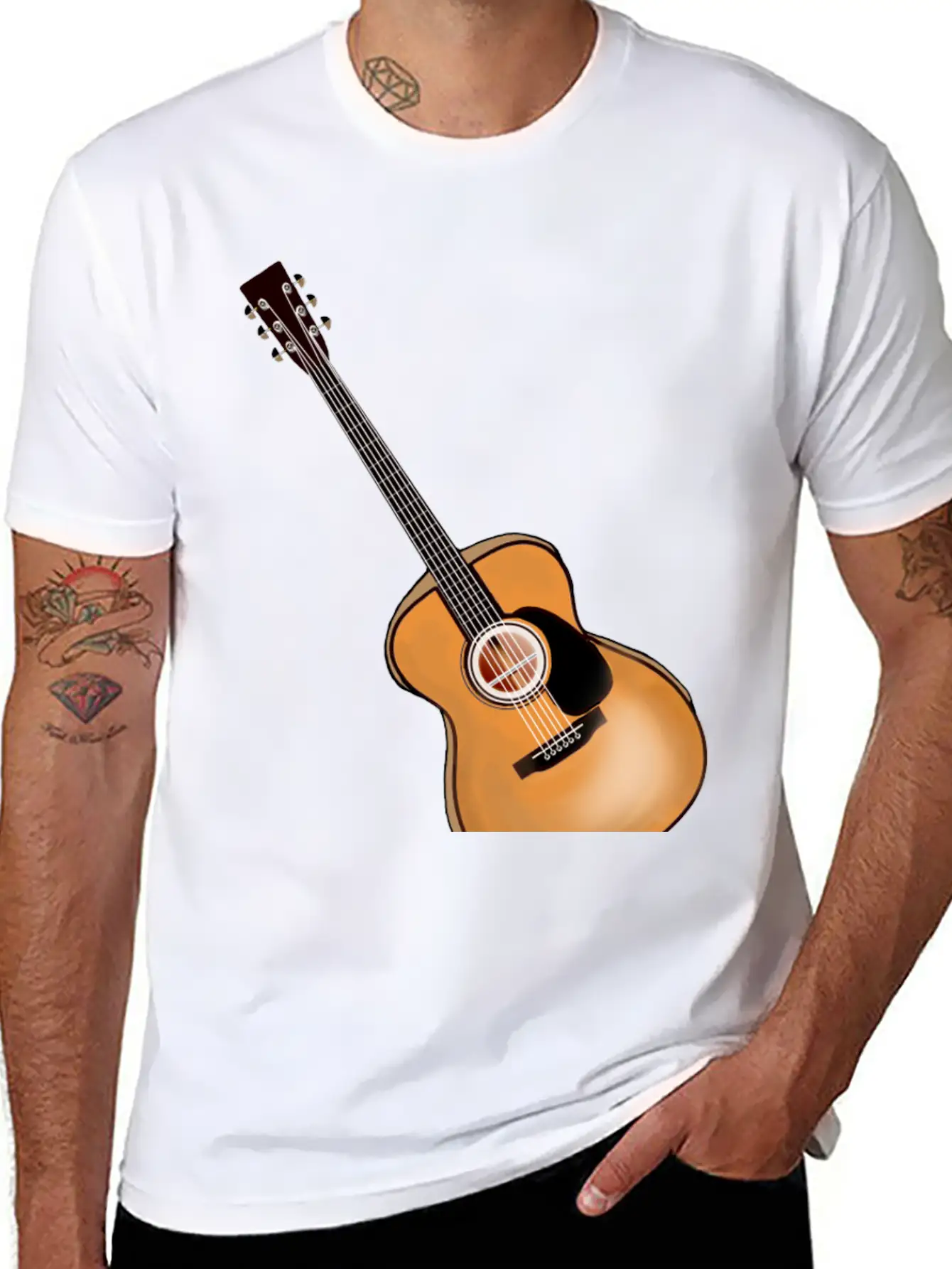 Acoustic Guitar Lightweight Cotton T-Shirt – Daily Comfort Graphic Shirt