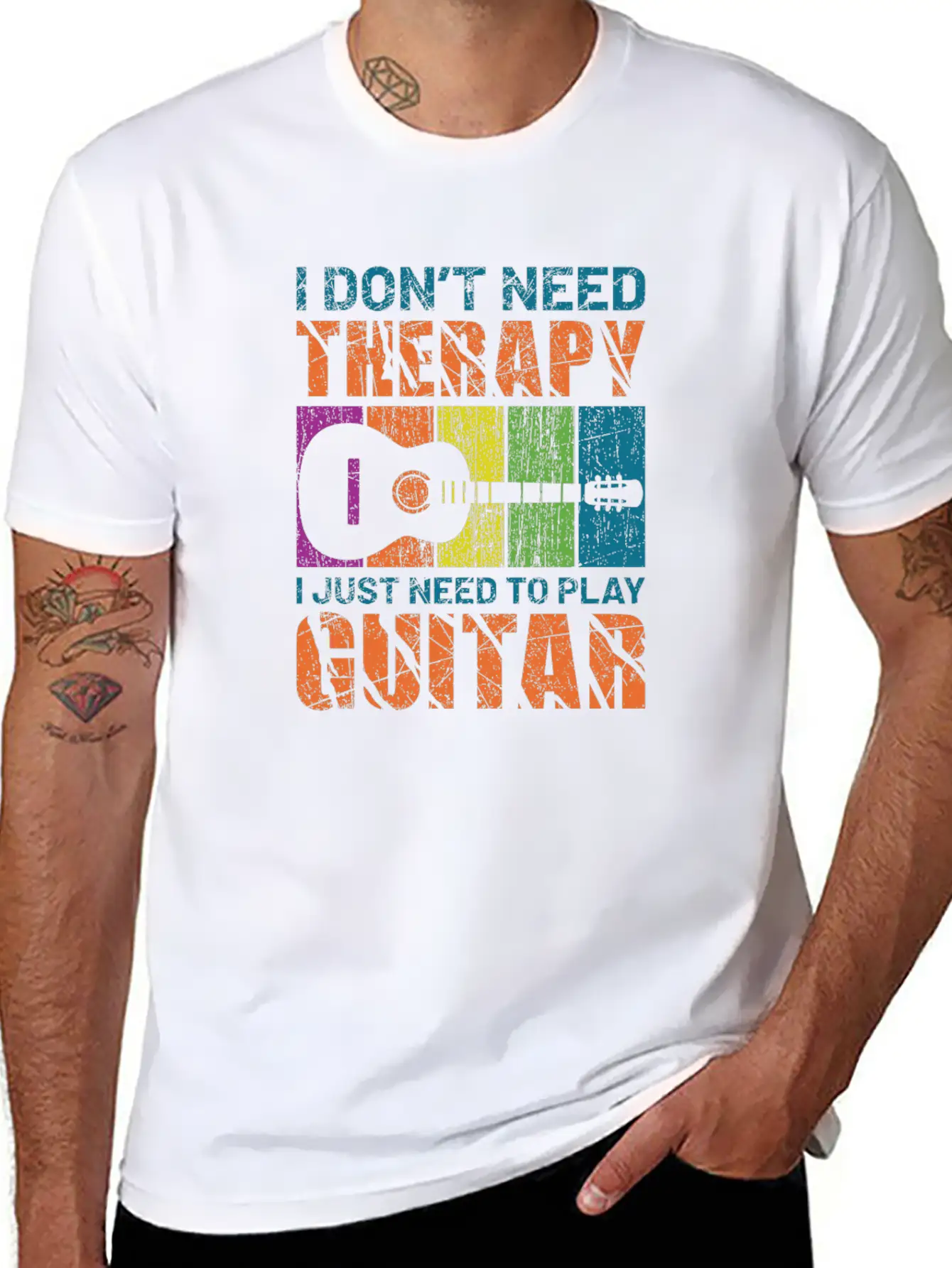 Acoustic Guitar Playing Modern Fit Casual T-Shirt – Clean And Versatile Design