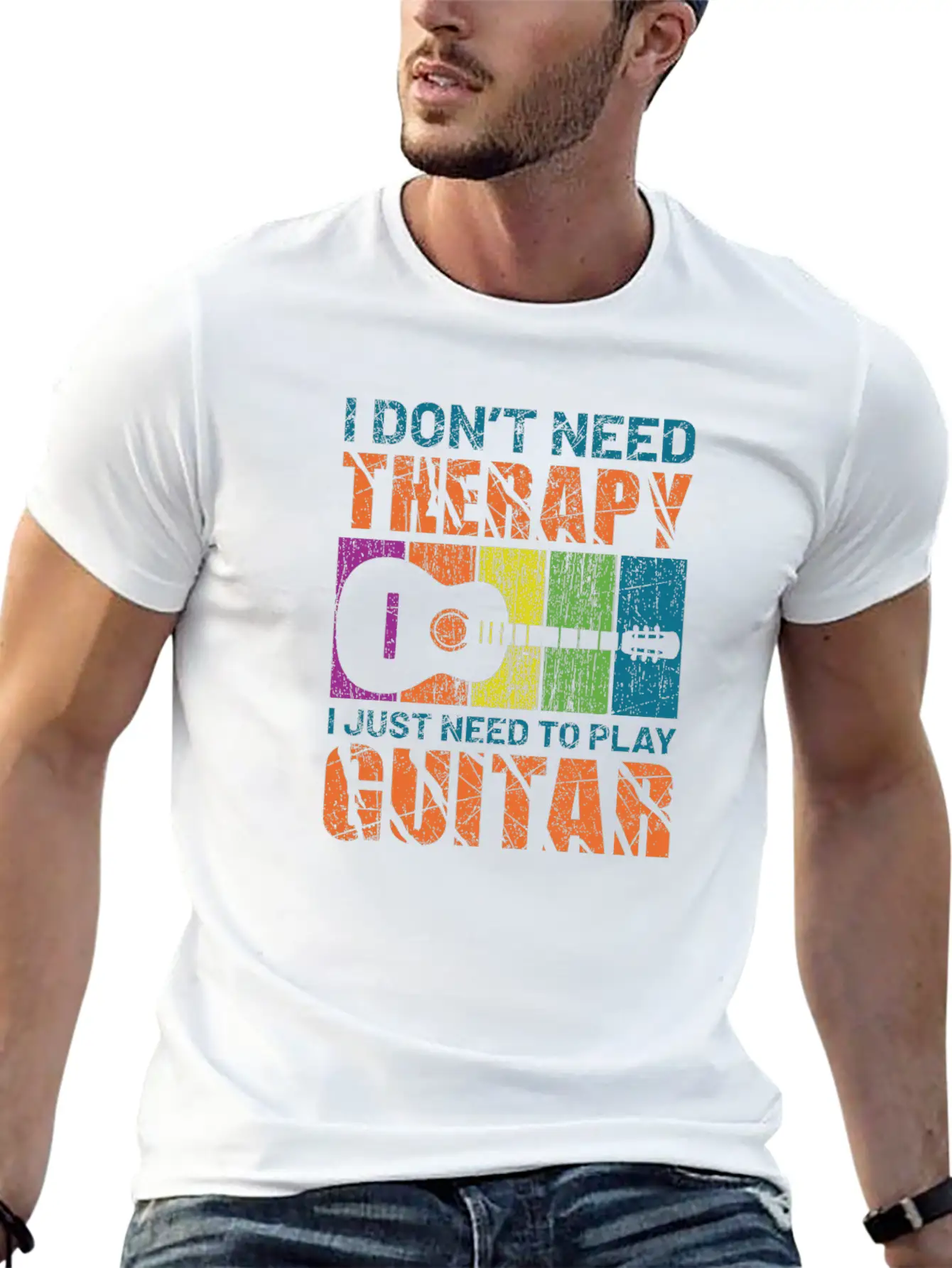 Acoustic Guitar Playing Modern Fit Casual T-Shirt – Clean And Versatile Design