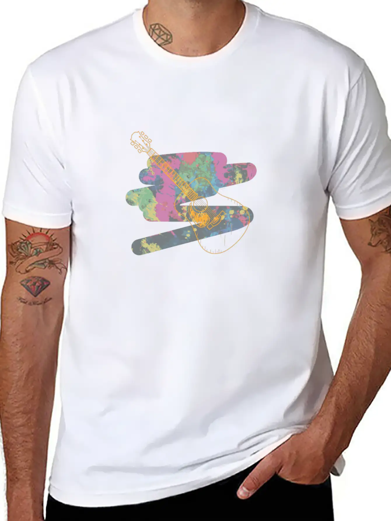 Acoustic Guitar Relaxed Everyday Tee – Lightweight And Durable Cotton