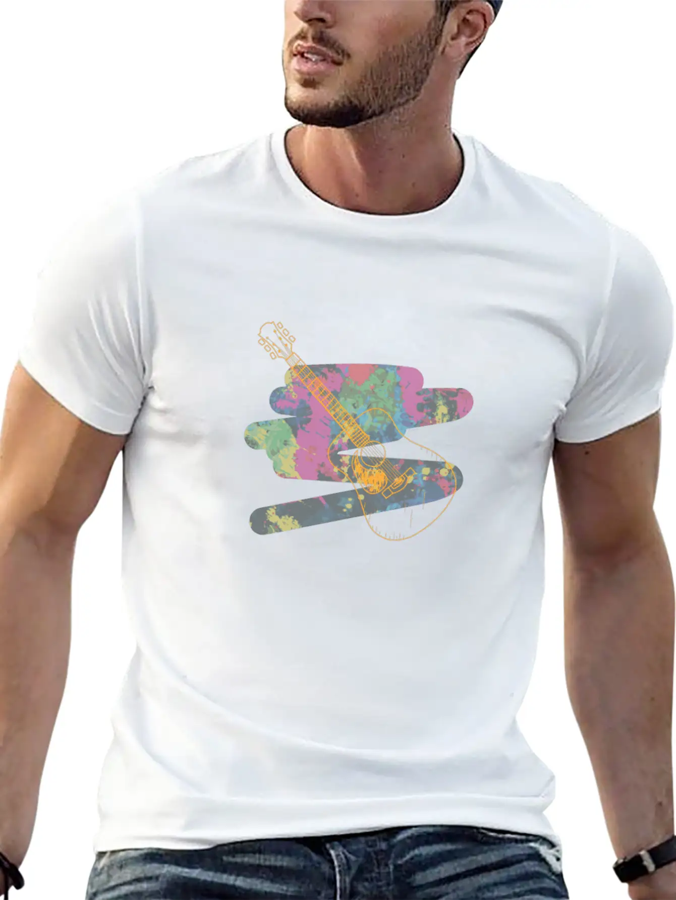Acoustic Guitar Relaxed Everyday Tee – Lightweight And Durable Cotton