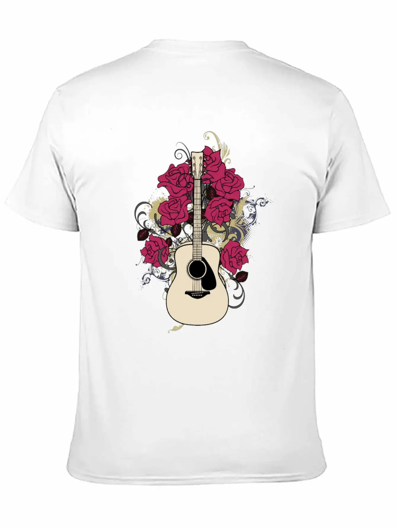 Acoustic Guitar Rose Lightweight Cotton T-Shirt – Daily Comfort Graphic Shirt